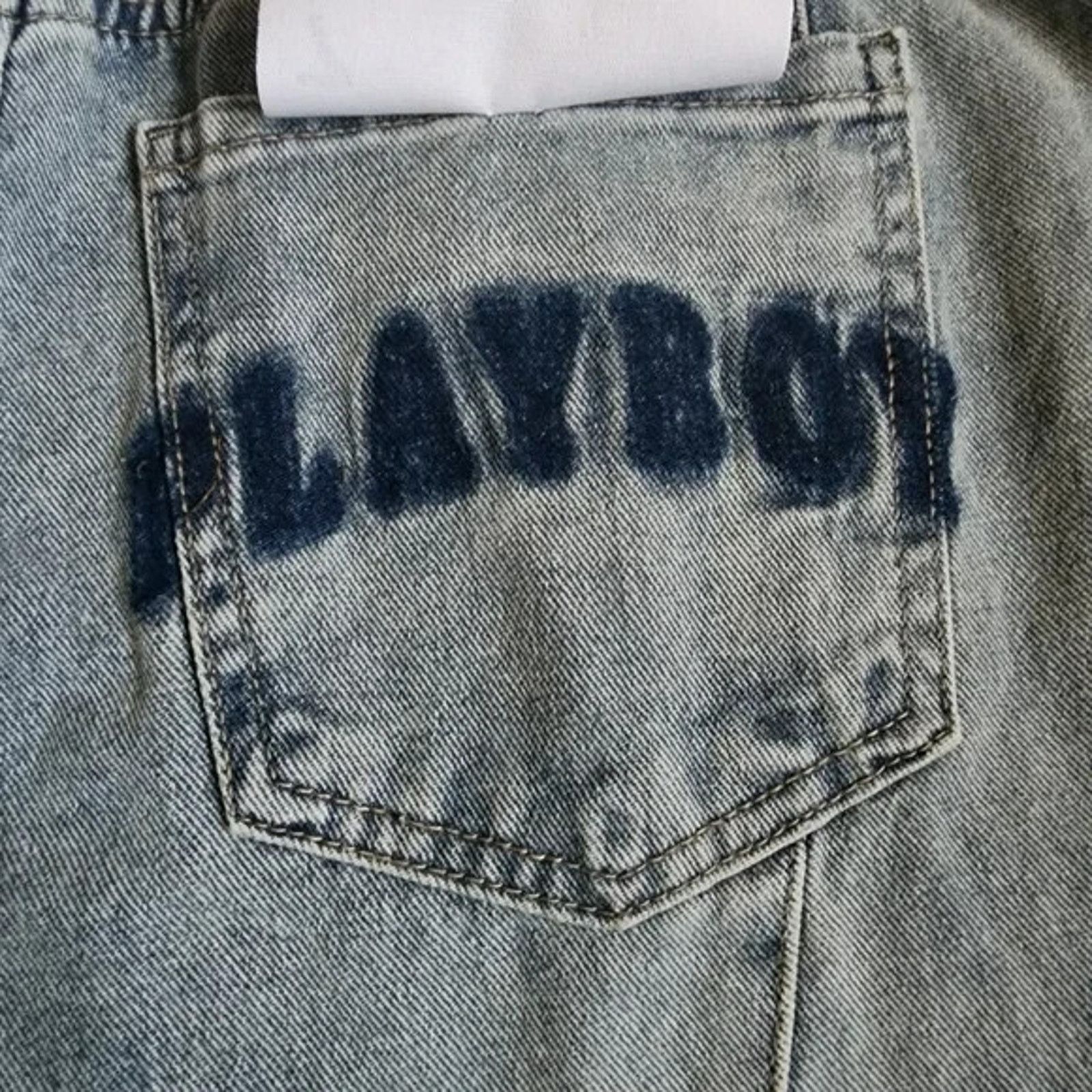 Playboy PLAYBOY SUPER FLARE BAGGY ELASTIC BACK BUNNY LOGO DENIM JEAN Size 28" / US 6 / IT 42 - 5 Thumbnail