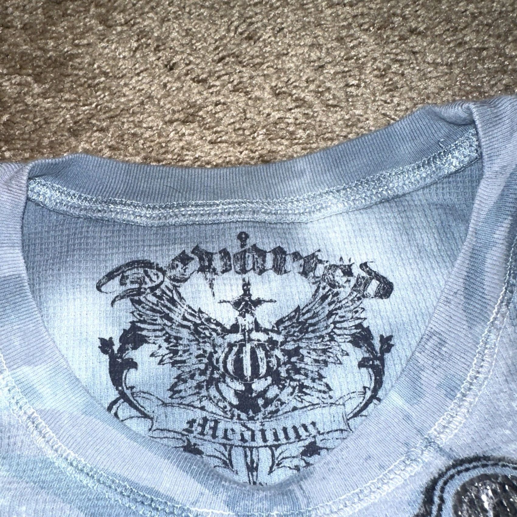 Vintage VINTAGE Devotion Shirt Mens Medium Crosses Thermal Grunge Long Sleeve Blue Y2K Size US M / EU 48-50 / 2 - 3 Thumbnail