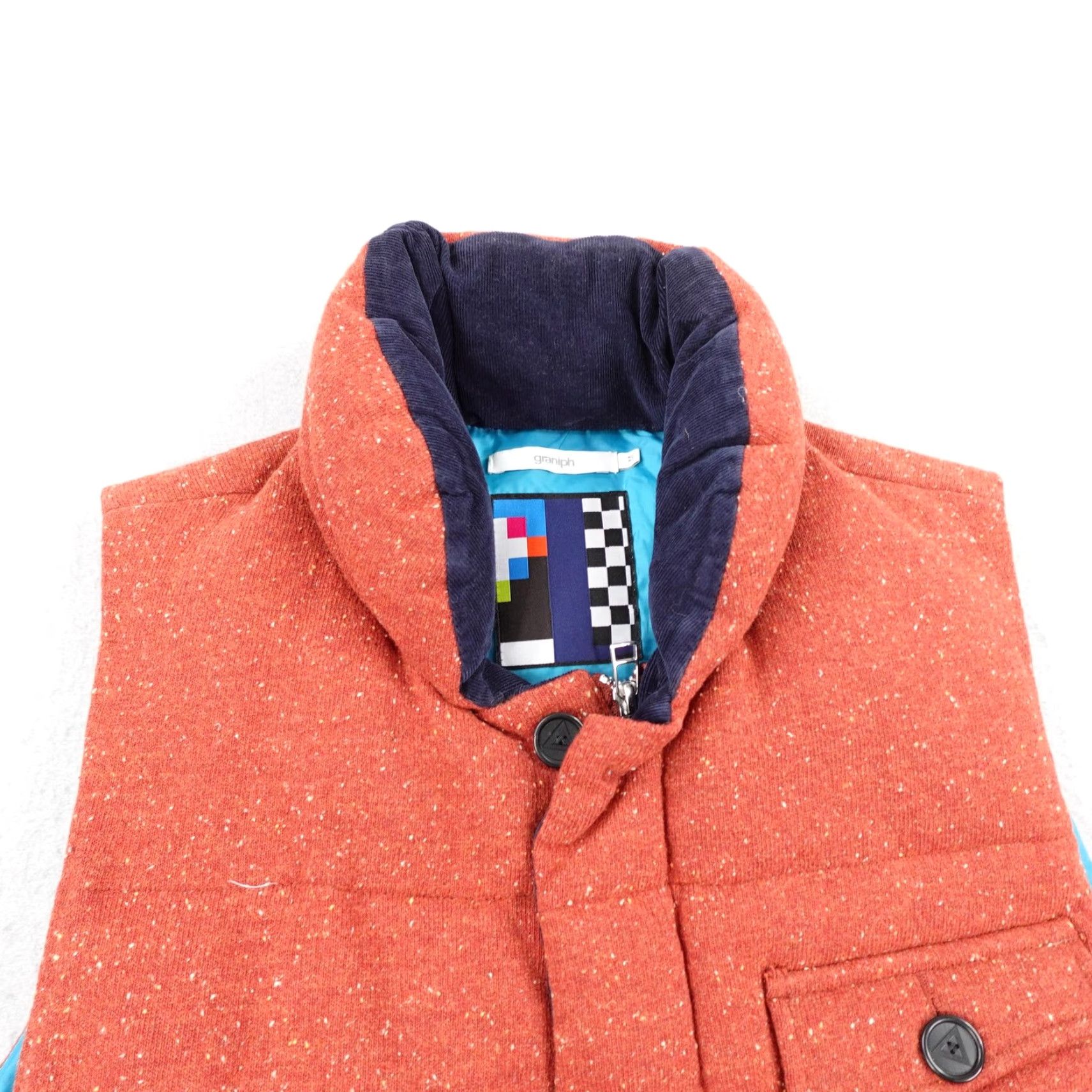 Vintage Graniph Vest Men Medium Orange Wool Blend Quilted Insulated Puffer Gillet Zip Up Size US M / EU 48-50 / 2 - 2 Thumbnail