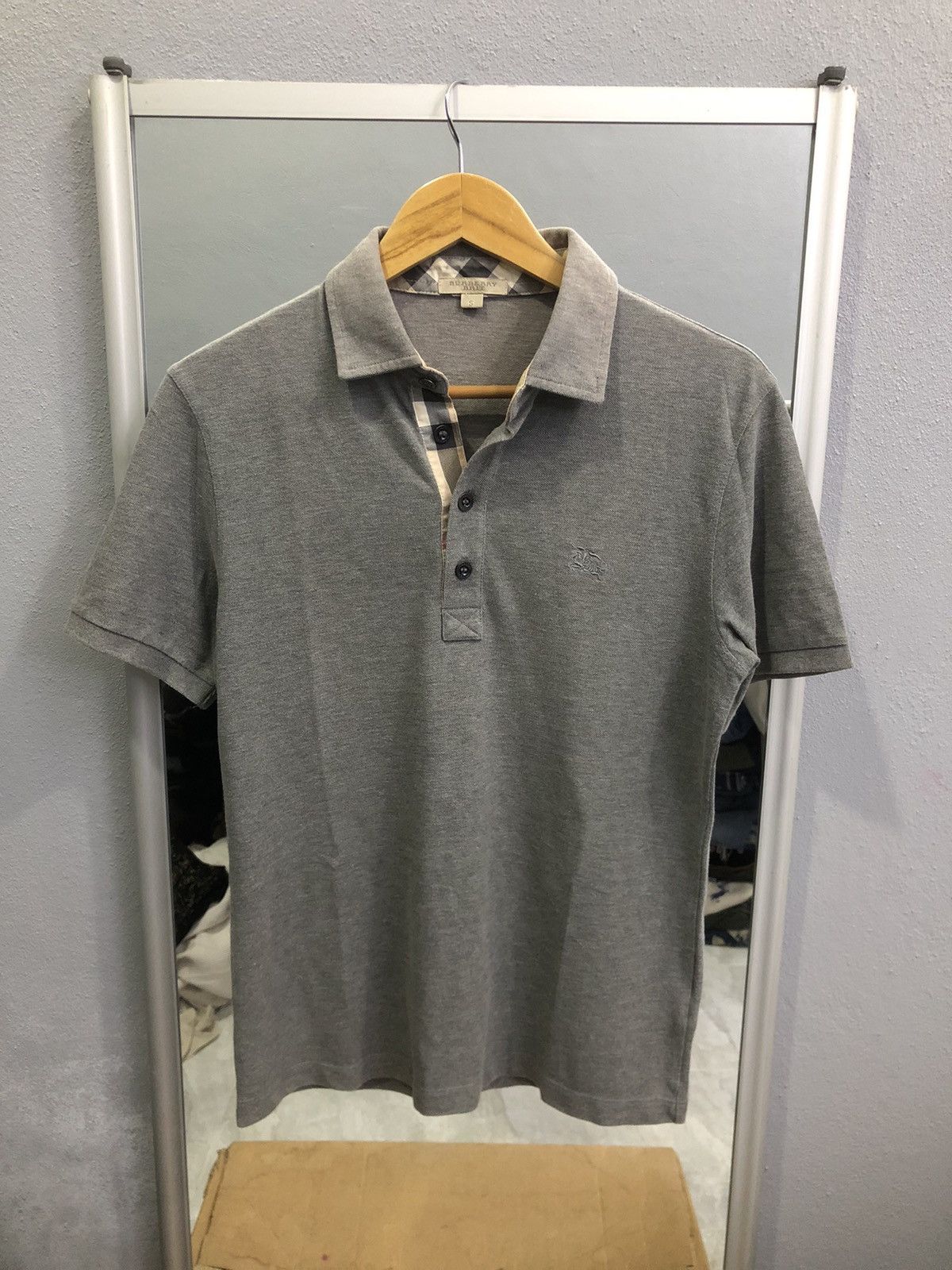 Burberry Burberry Brit Grey Check Trim Polo Shirt Size S Size US S / EU 44-46 / 1 - 1 Thumbnail