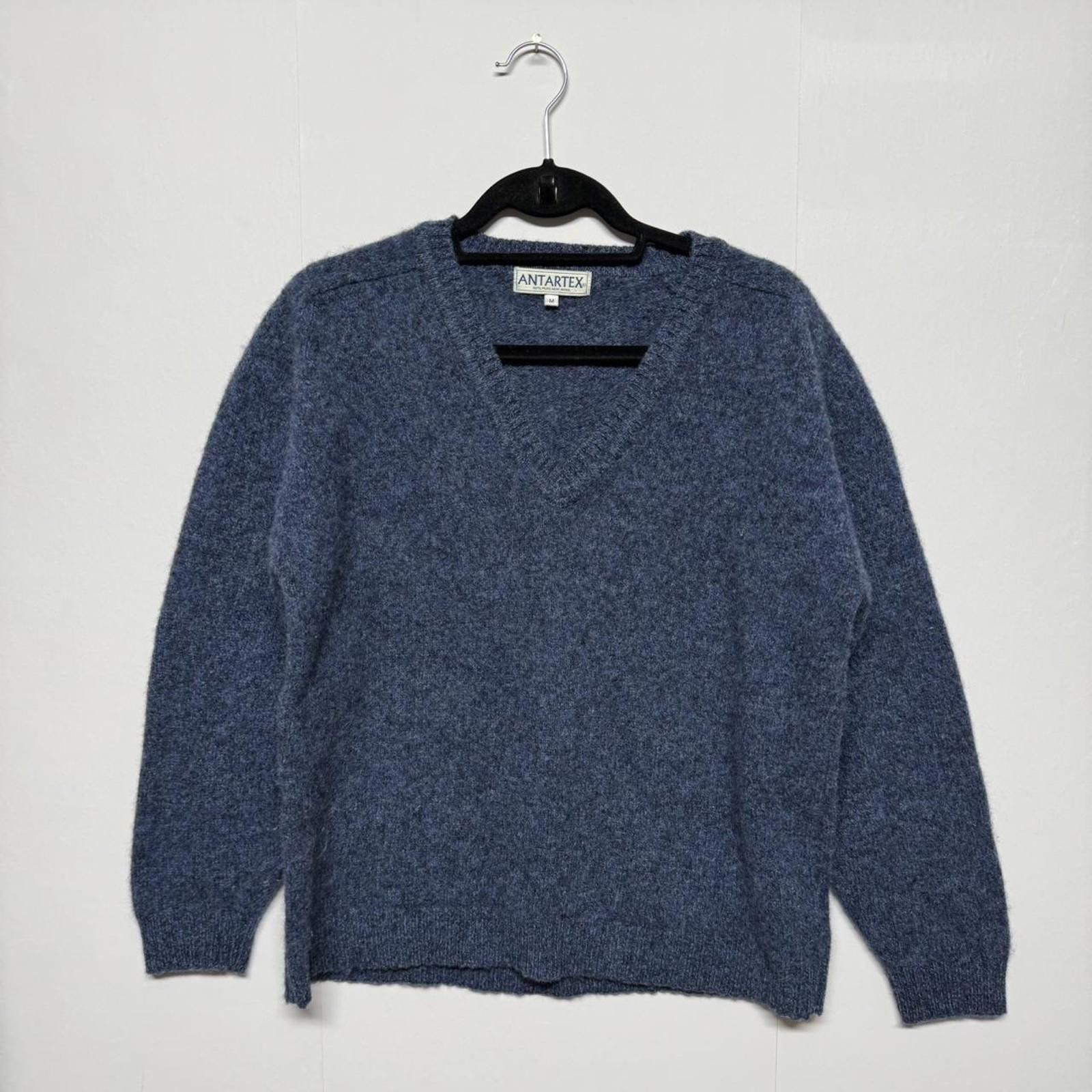 Other Antartex 100% Pure New Wool V-Neck Sweater Blue Men’s Medium Size US M / EU 48-50 / 2 - 1 Thumbnail
