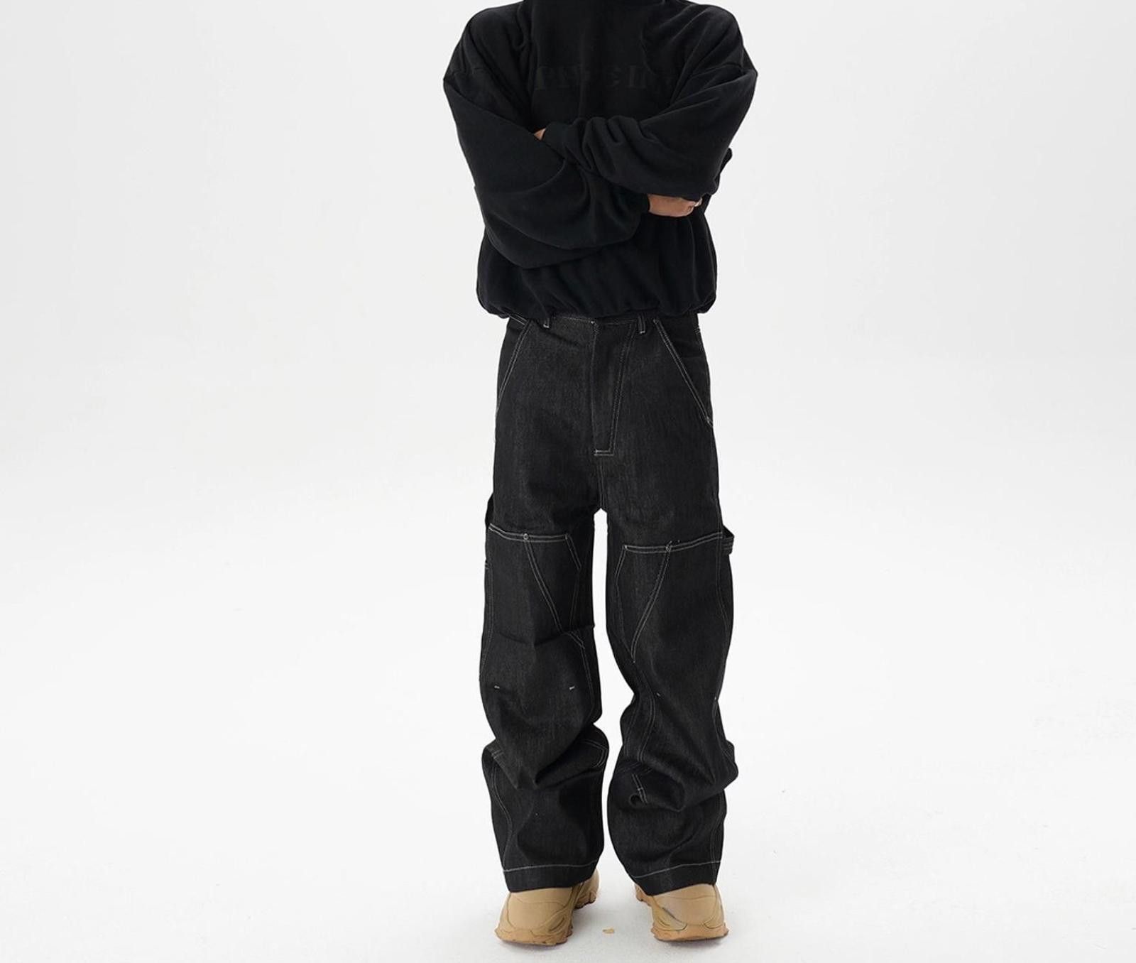 Japanese Brand Black Baggy Carpenter Jeans, Loose Fit Workwear Pants Size US 32 / EU 48 - 6 Thumbnail
