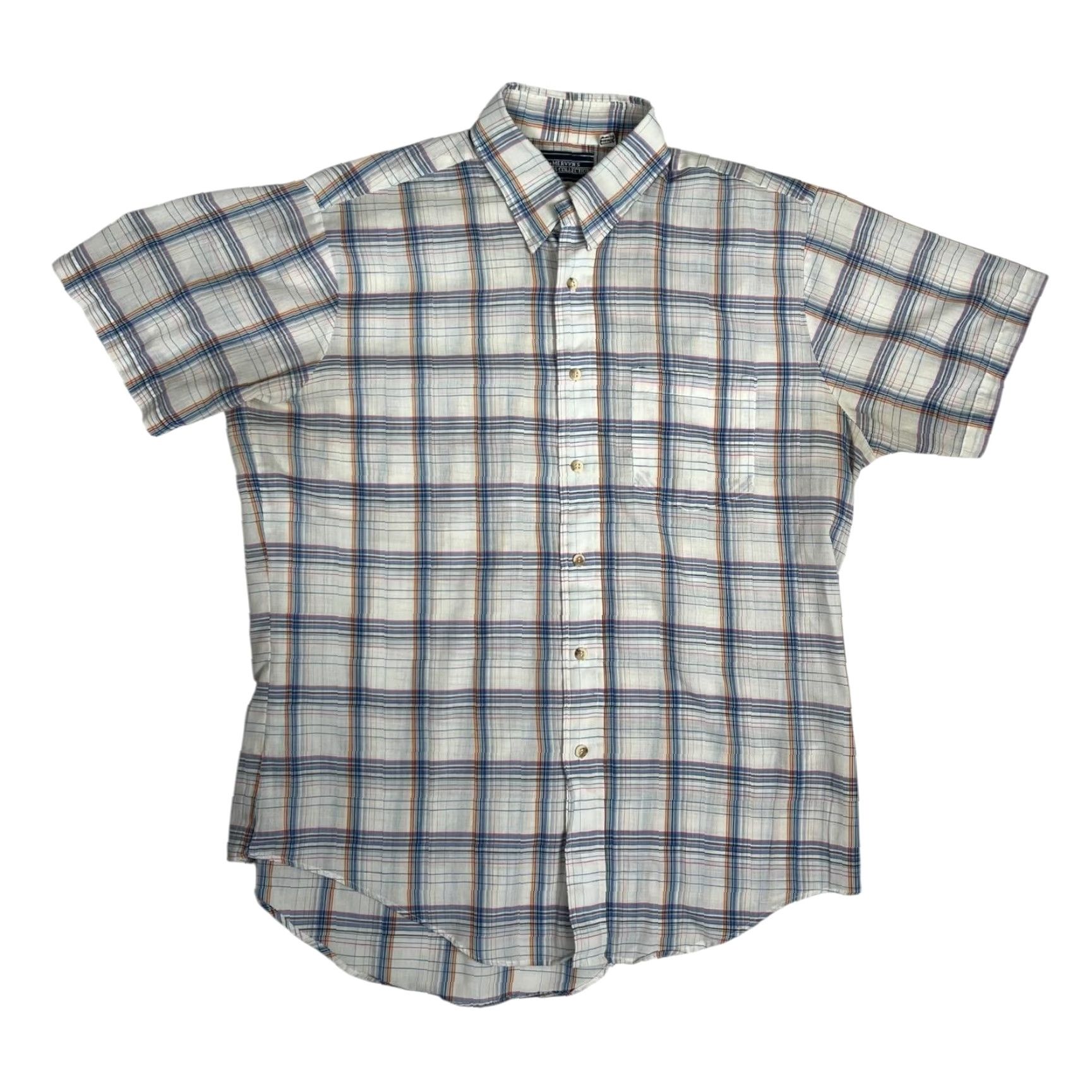Vintage VINTAGE Mervyns Shirt Mens Large Blue Plaid Short Sleeve Button Down Made USA Size US L / EU 52-54 / 3 - 2 Thumbnail