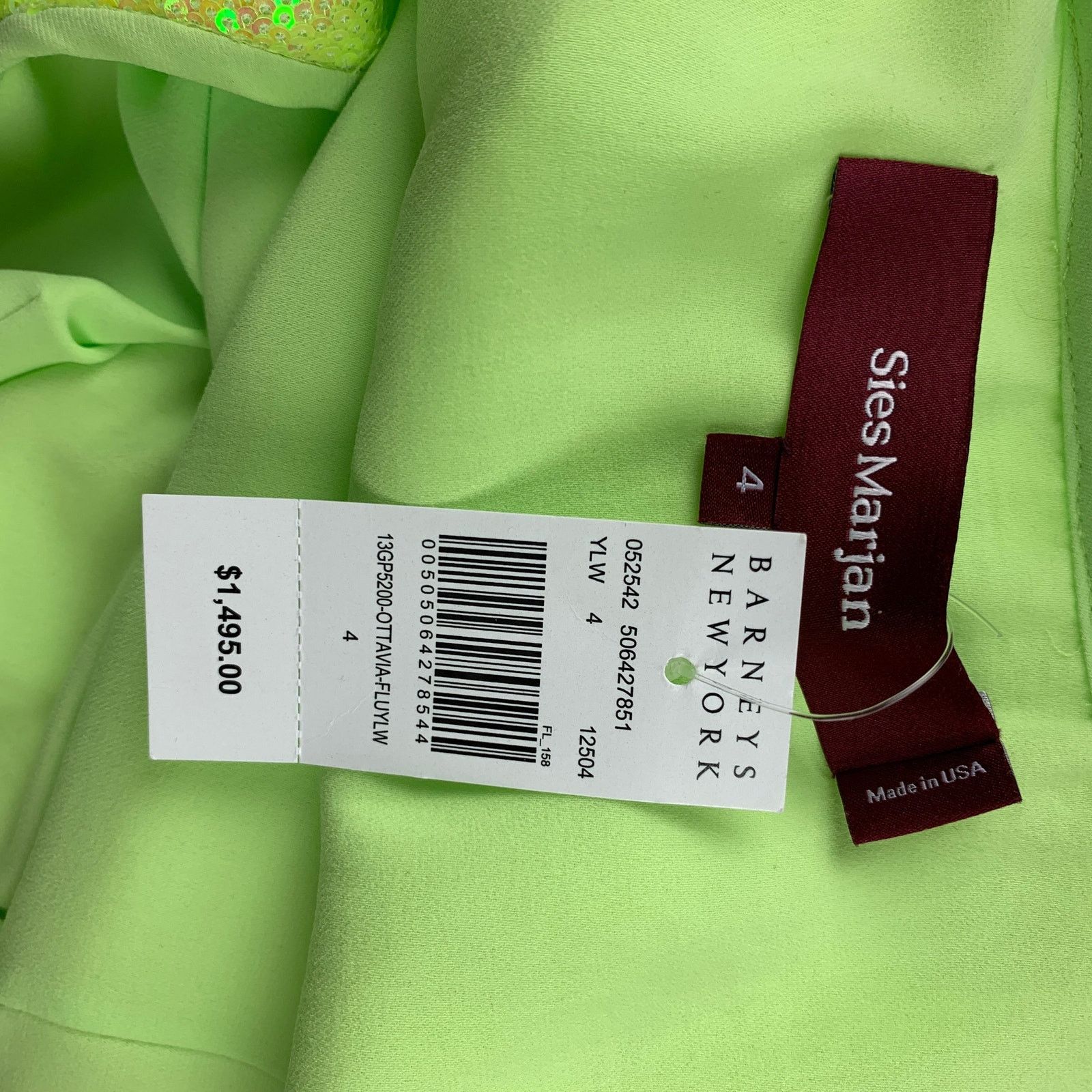 Sies Marjan Size 4 Neon Green Sequin Polyester Cocktail Dress Size S / US 4 / IT 40 - 6 Thumbnail