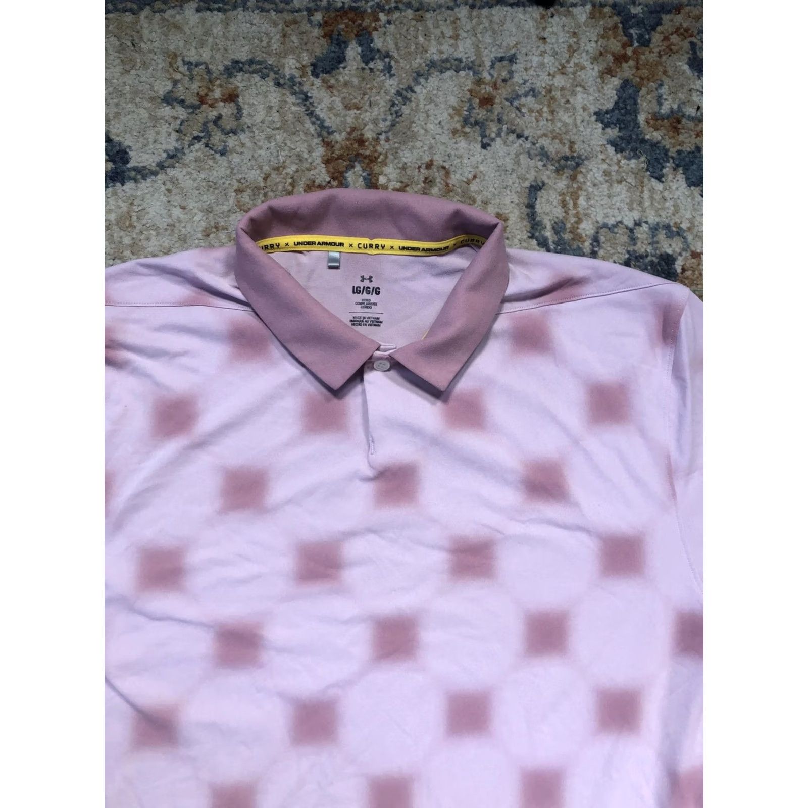 Under Armour Under Armour Curry Polo Shirt Mens L Pink Geometric Performance Short Sleeve Size US L / EU 52-54 / 3 - 2 Thumbnail