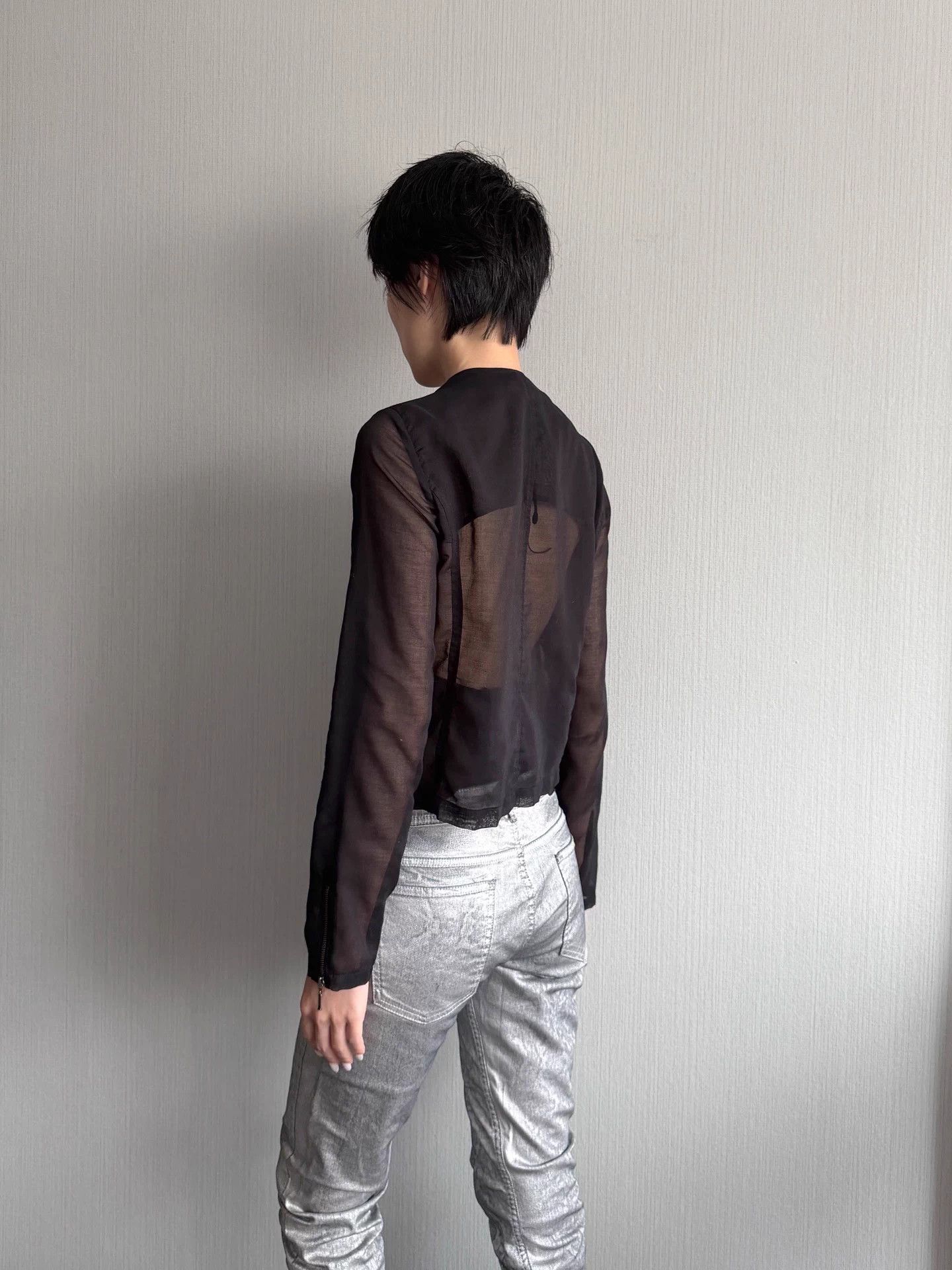 Vintage Vintage Japanese Sheer Panel Irregular Hem Jacket 38 Size XS / US 0-2 / IT 36-38 - 2 Thumbnail