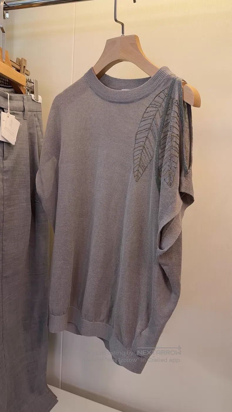 Brunello Cucinelli Brunello Cucinelli Beaded Linen Knit Top Size XS / US 0-2 / IT 36-38 - 1 Thumbnail