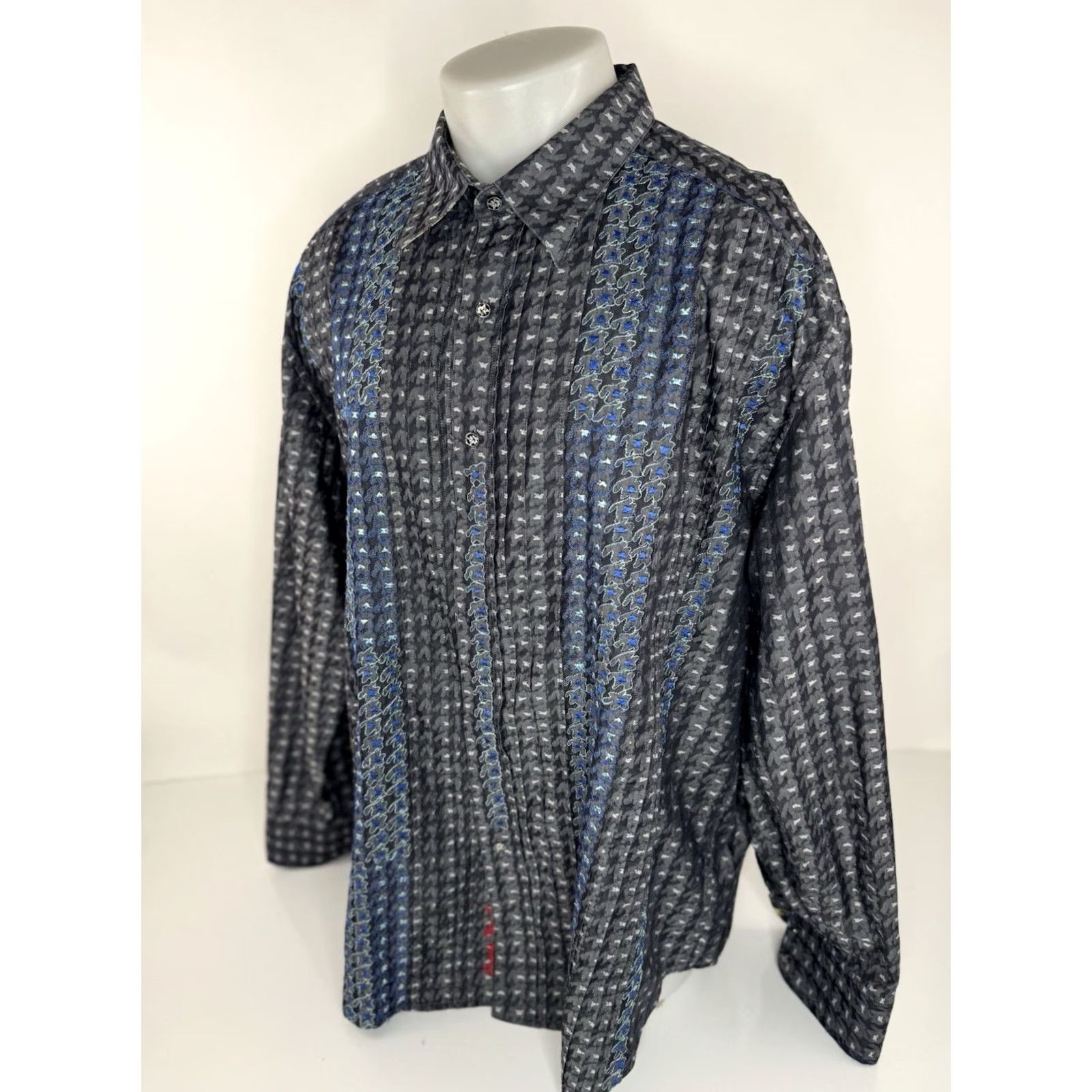 Robert Graham Robert Graham Limited Edition 3XL Embroidered Front Shirt Men Button-Up Long Sleeve Gray / Blue / Green / White 90s or 00s? JG - 435/610 Size US XXL / EU 58 / 5 - 4 Thumbnail