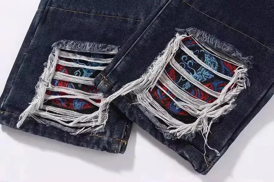 Japanese Brand Loose Dyed Embroidered Jeans Size US 32 / EU 48 - 5 Thumbnail
