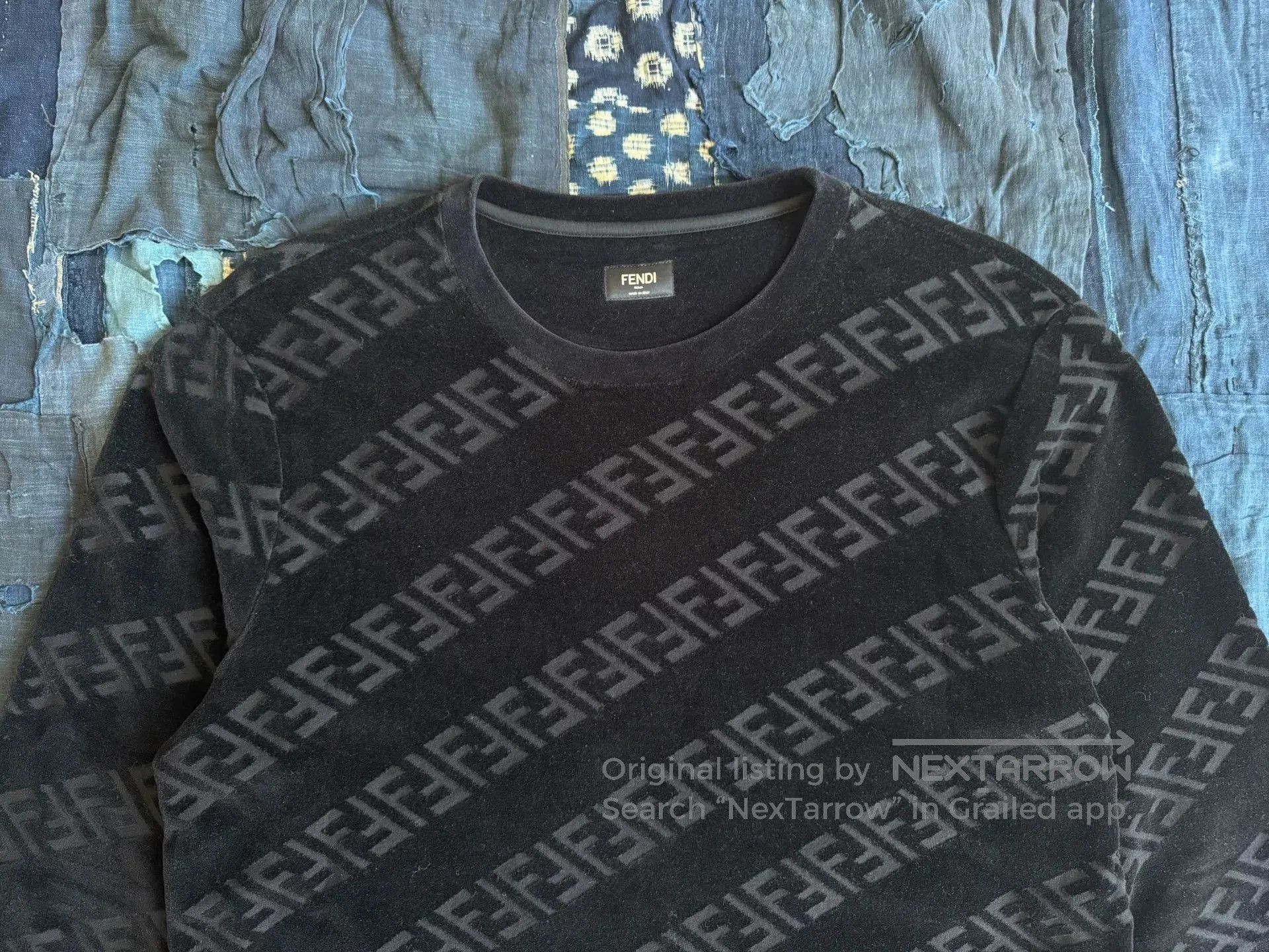 Fendi Fendi Black Velvet FF Print Pullover Hoodie. Size US XL / EU 56 / 4 - 3 Thumbnail