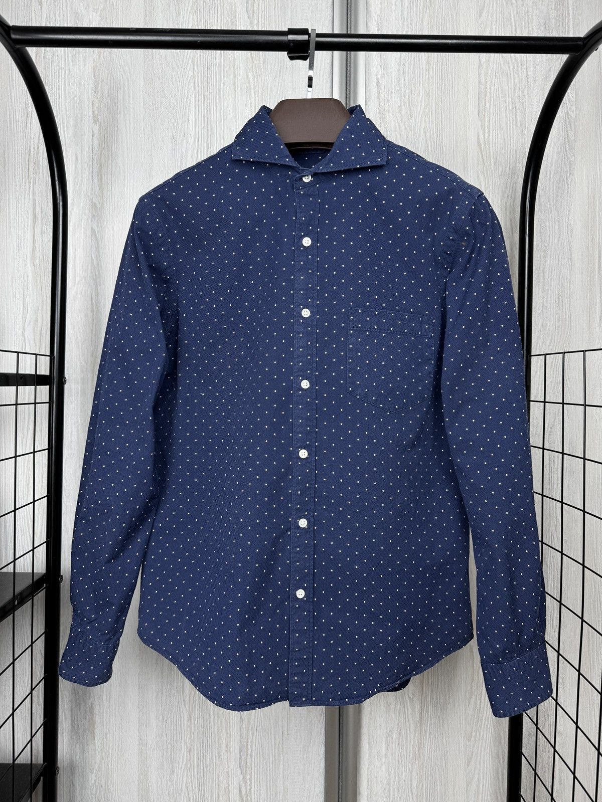 SHIPS SHIPS polka dot navy blue japanese designer ls shirt sz M Size US M / EU 48-50 / 2 - 2 Thumbnail