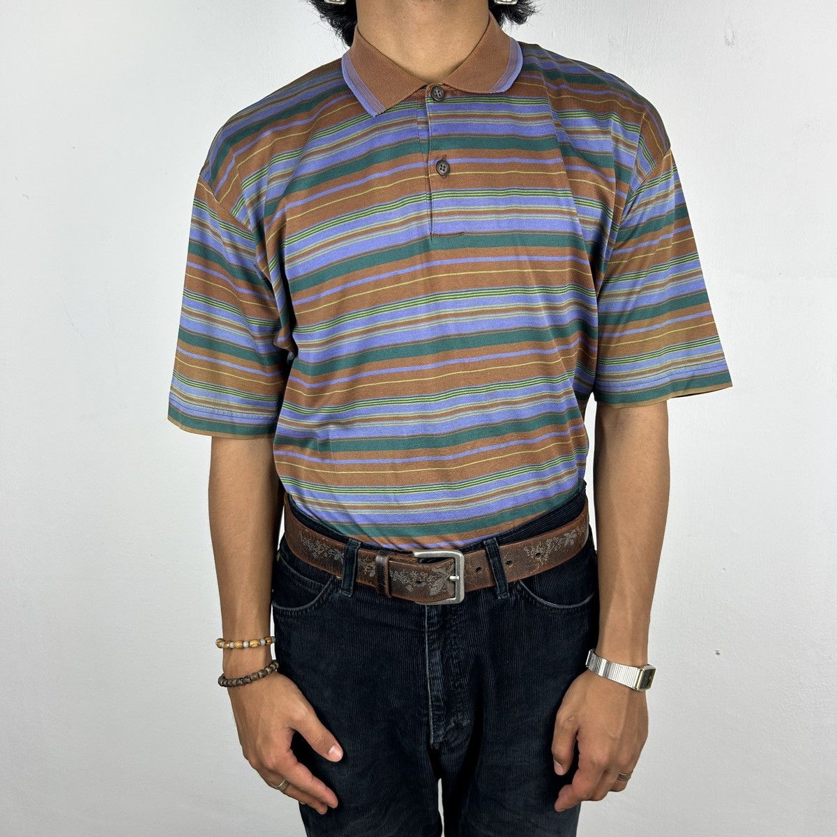 Christian Dior Monsieur × Vintage 1990s Christian Dior Monsieur - Striped Polo Size US L / EU 52-54 / 3 - 6 Thumbnail