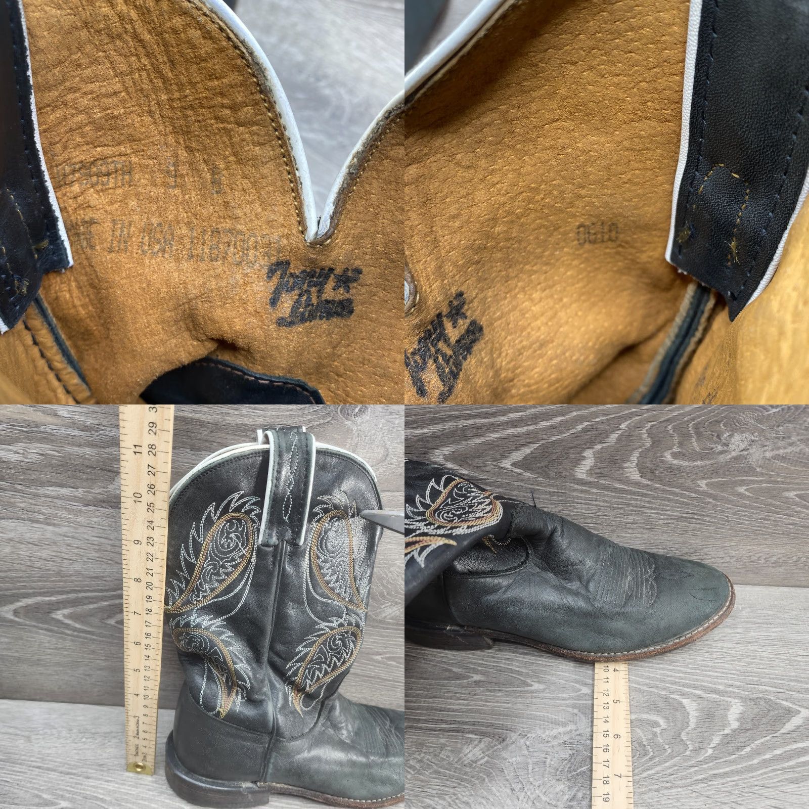 Tony Lama Tony Lama Boots Western Ropers 9 B Black Leather Round Toe Cowboy Boots Unisex Adults Mens Women Girls Boys Size US 9 / IT 39 - 9 Thumbnail
