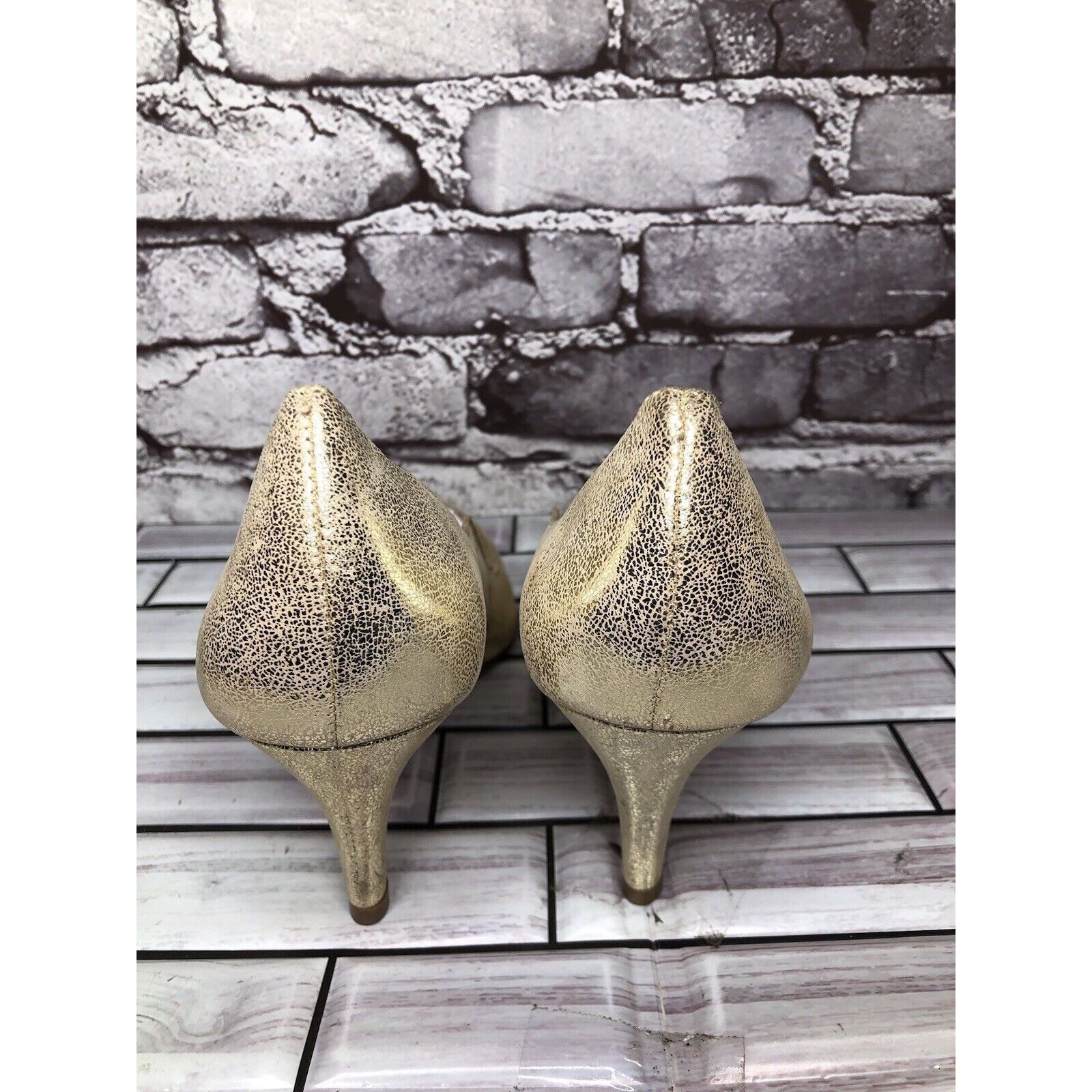 Loeffler Randall Loeffler Randall Gold Leather Shimmer Pointed Toe High Heels Size US 9 / IT 39 - 5 Thumbnail