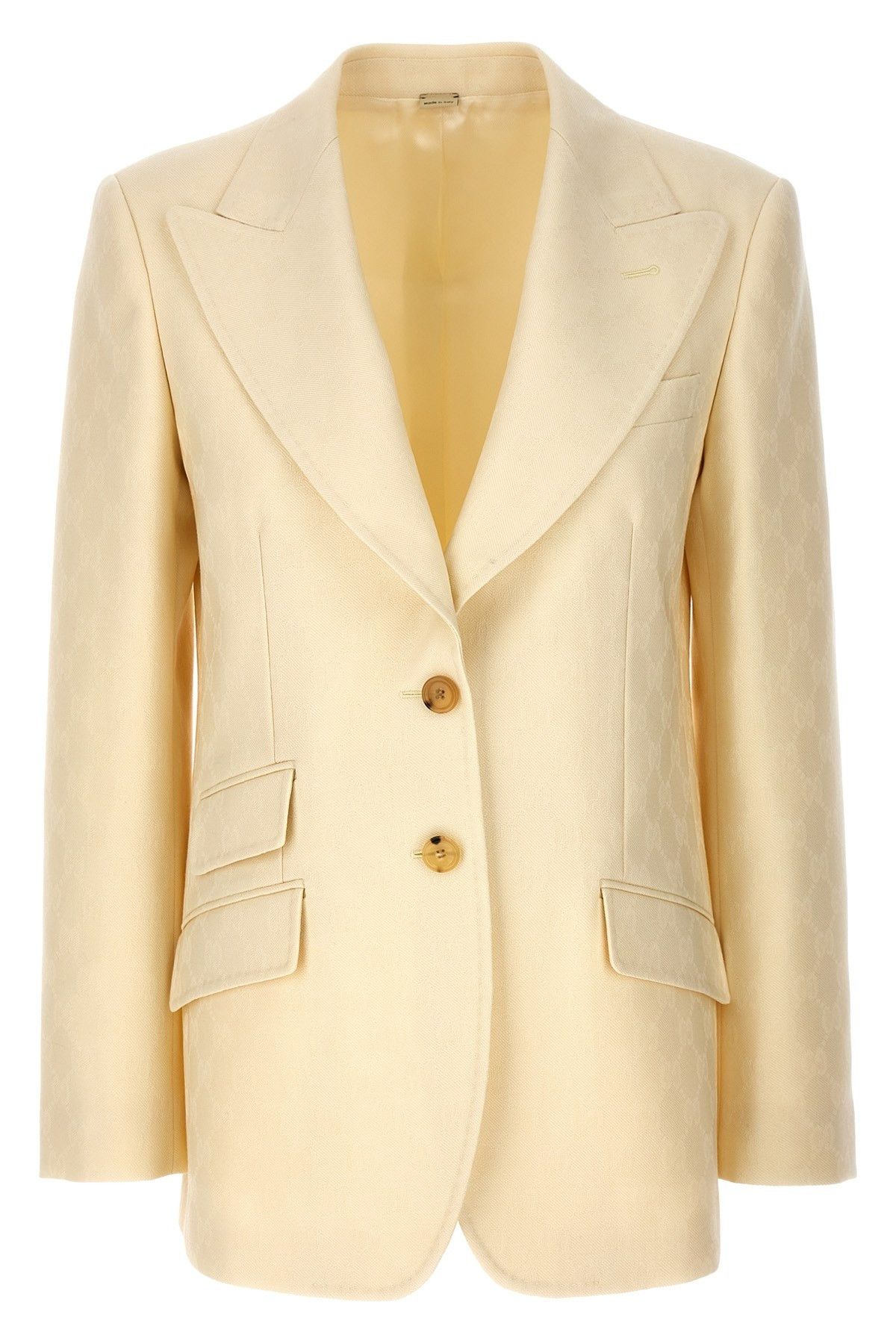 image of Gucci Single-Breasted Jacquard Logo Blazer in White, Women's (Size Small)