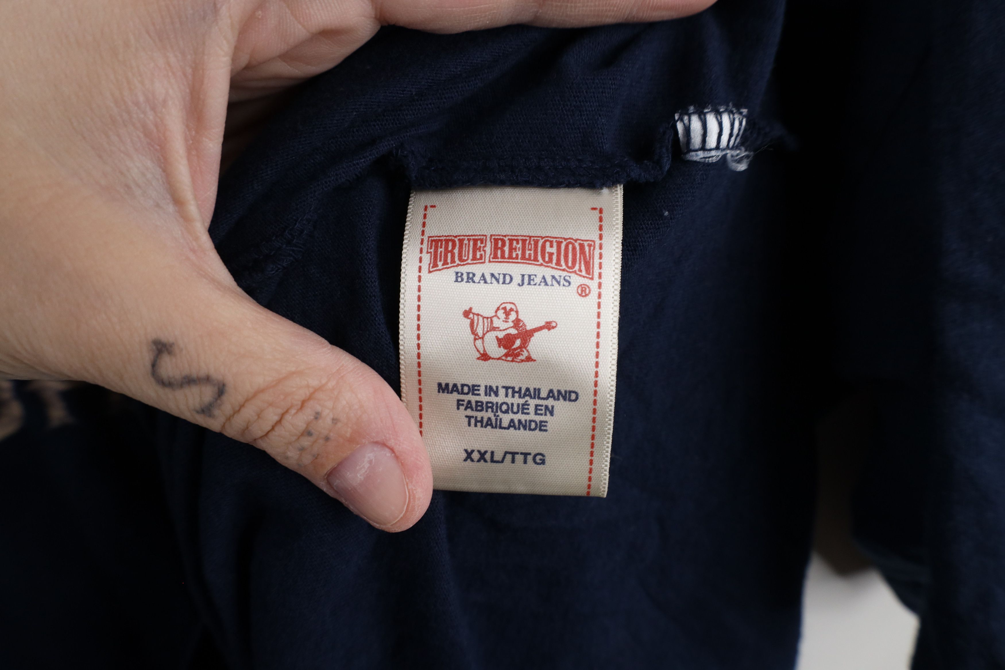 True Religion × Vintage True Religion Out Buddha Short Sleeve T-Shirt Navy Blue Size US XXL / EU 58 / 5 - 8 Thumbnail