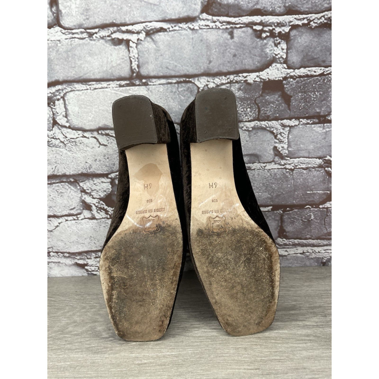 Enzo Bonafe ENZO ANGIOLINI Brown Textured Floral Velvet Block Heels Pump Size US 6 / IT 36 - 20 Thumbnail