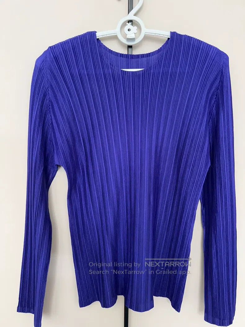 Issey Miyake Issey Miyake Blue-Purple Long Sleeve Size L / US 10 / IT 46 - 1 Thumbnail