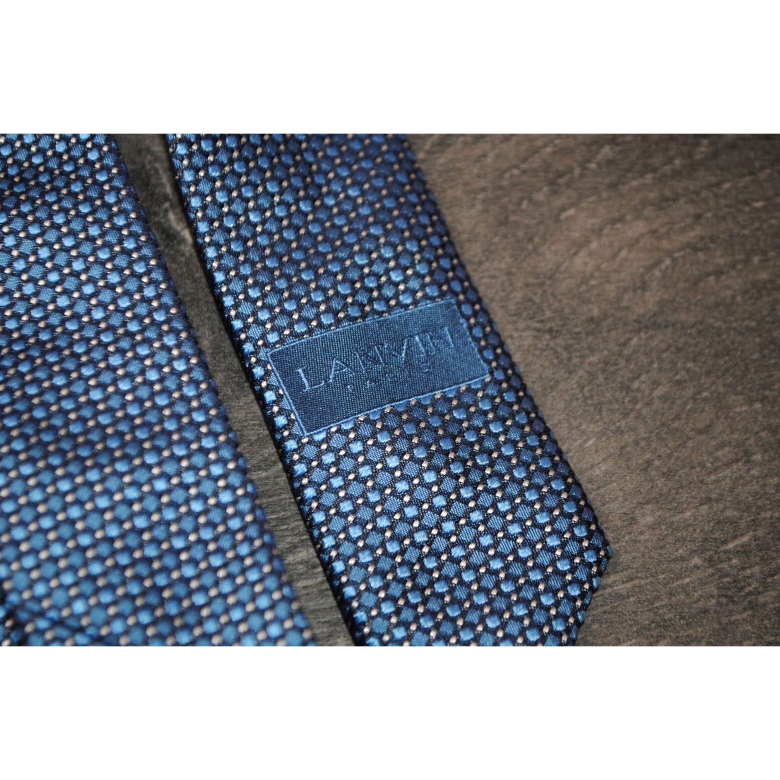 Lanvin LANVIN PARIS NECK TIE MADE IN FRANCE 100% PURE SILK BLUE DROPS PATTERN ORIGINAL Size ONE SIZE - 6 Thumbnail