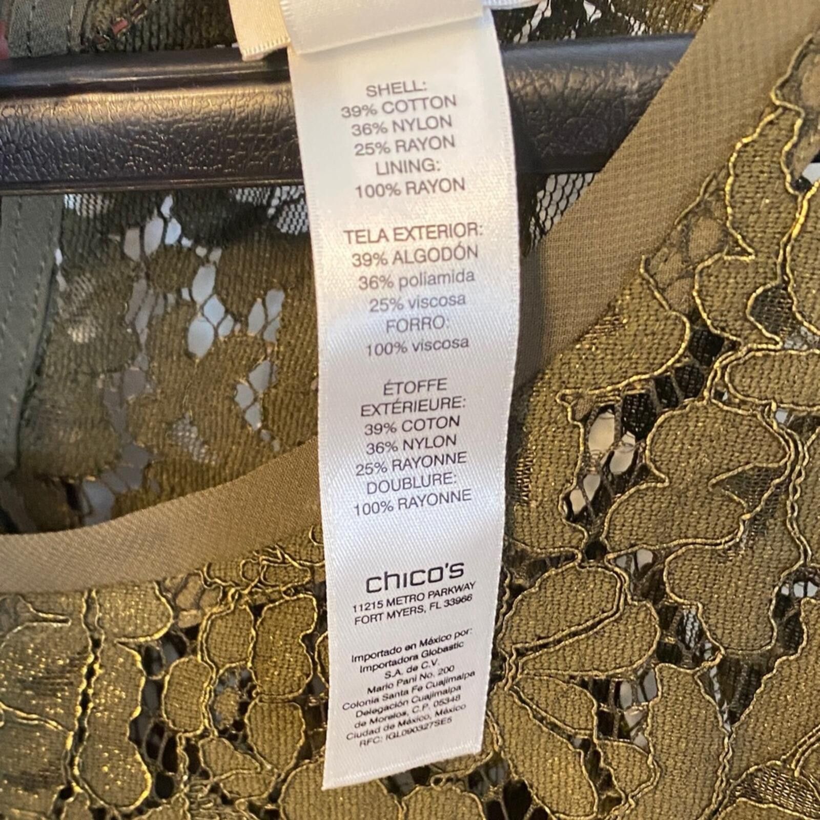 Chicos Chicos Olive Foiled Lace Top Size Large Size L / US 10 / IT 46 - 4 Thumbnail