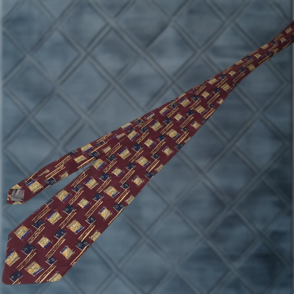Robert Talbott Robert Talbott Necktie Red 100% Silk Geometric Mens Tie 65" long 4" wide Size ONE SIZE - 1 Thumbnail