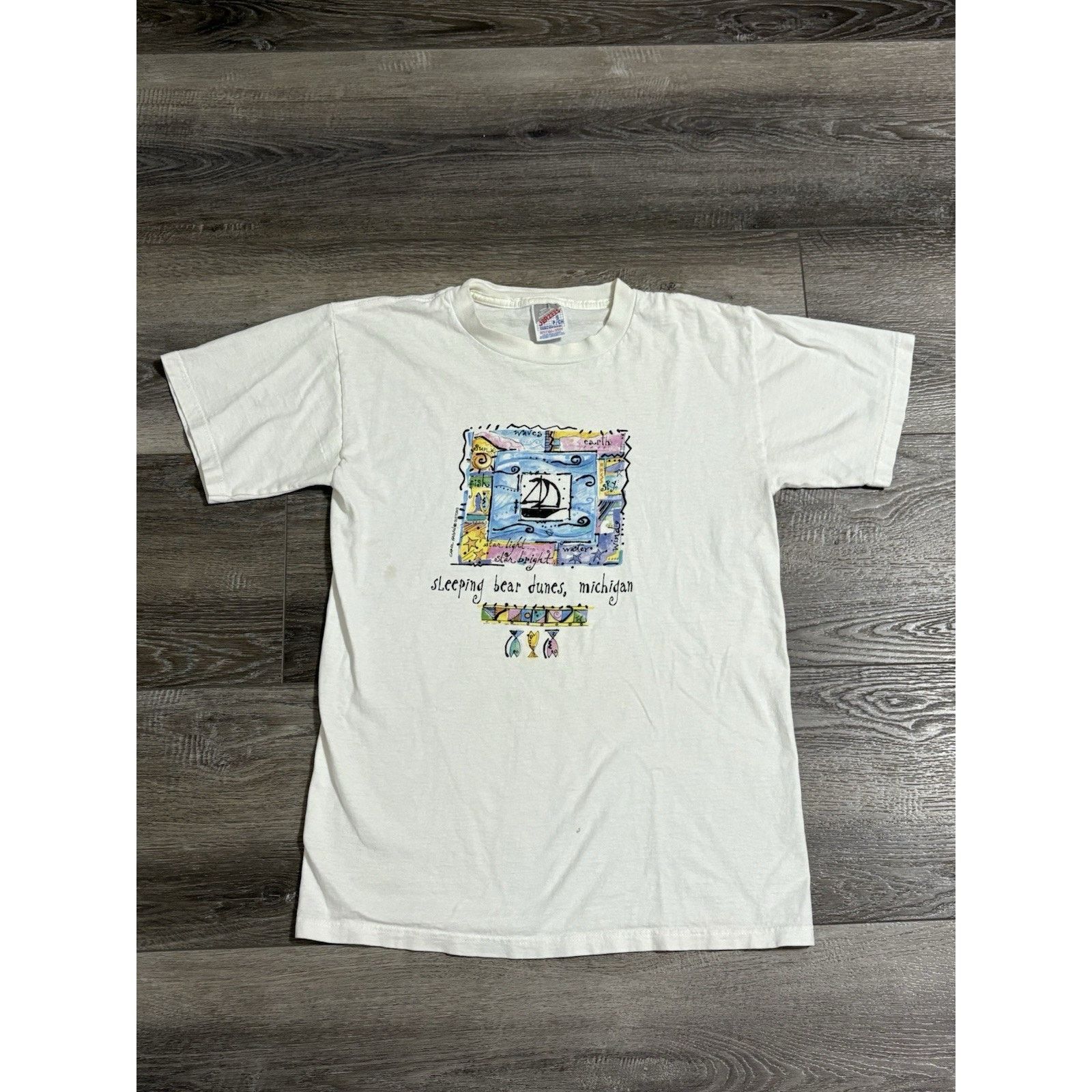 Jerzees Vintage 90s Sleeping Bear Dunes Michigan Shirt - Men’s Small Size US S / EU 44-46 / 1 - 1 Thumbnail