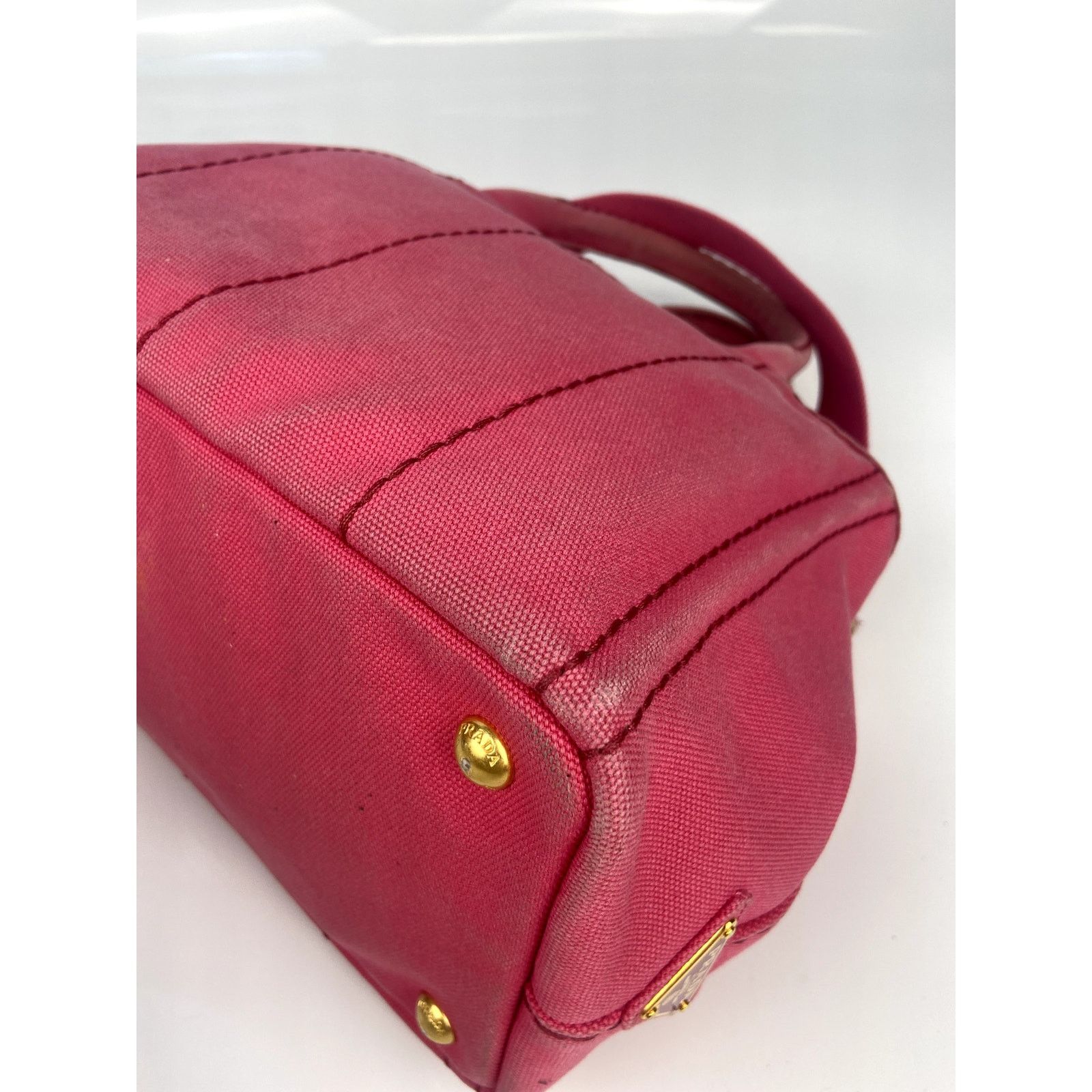 Prada Prada Pink Canapa Canvas Logo Print Tote Size ONE SIZE - 10 Thumbnail