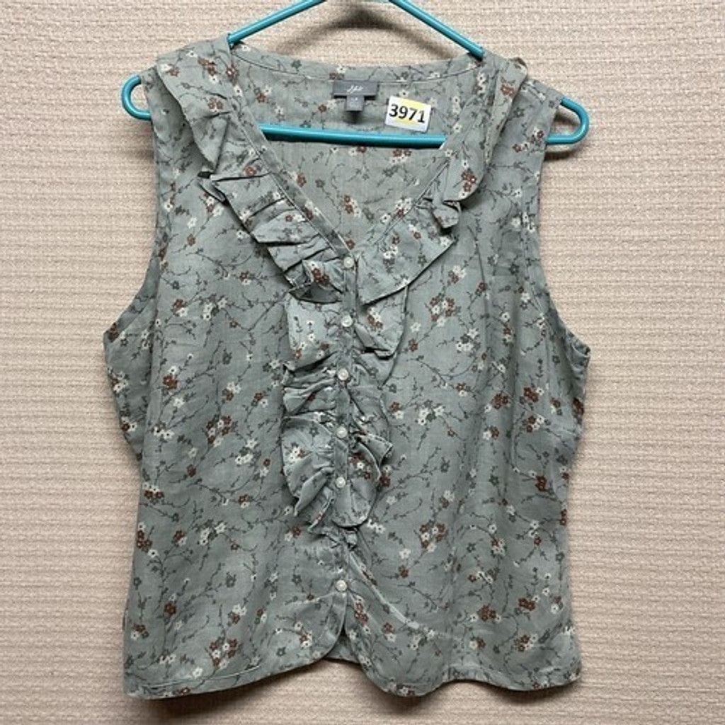 J. Jill J. Jill Ramie Floral Dainty Ruffle Blouse Women L Petite Size L / US 10 / IT 46 - 1 Thumbnail
