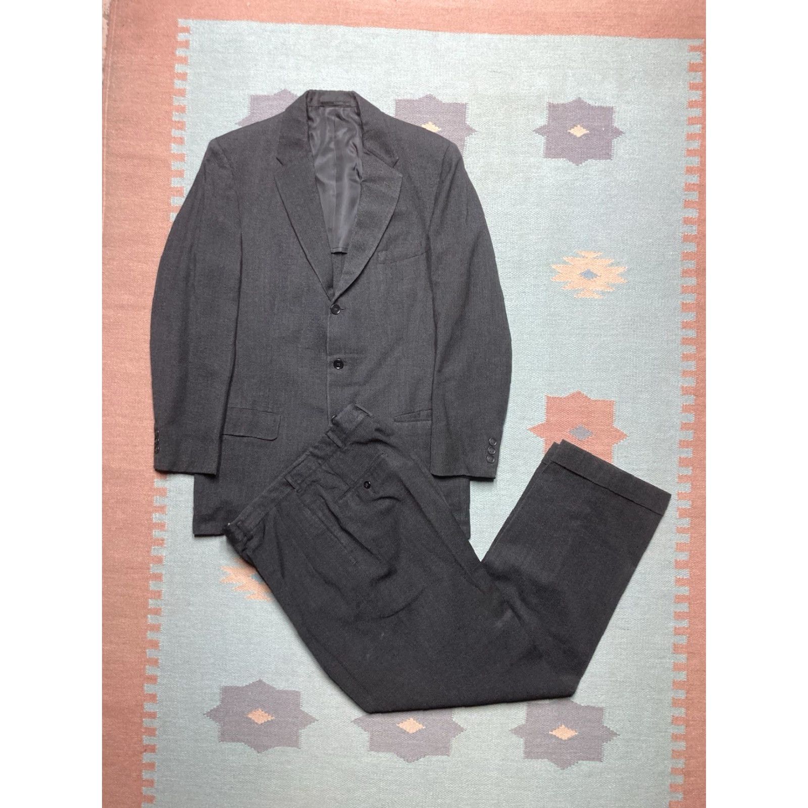 Vintage VINTAGE Richman Brothers 2 Piece Suit Single-Breasted Black 38 Mens Rockabilly 1950s Size 38R - 2 Thumbnail