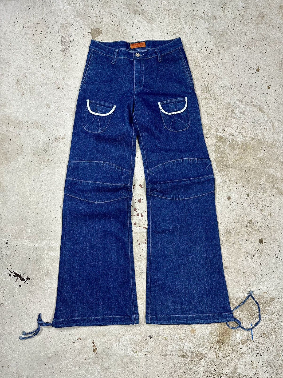 If Six Was Nine Vintage Y2K FLARE Cargo Japanese Style Denim Pants Jeans Size US 27 - 2 Thumbnail