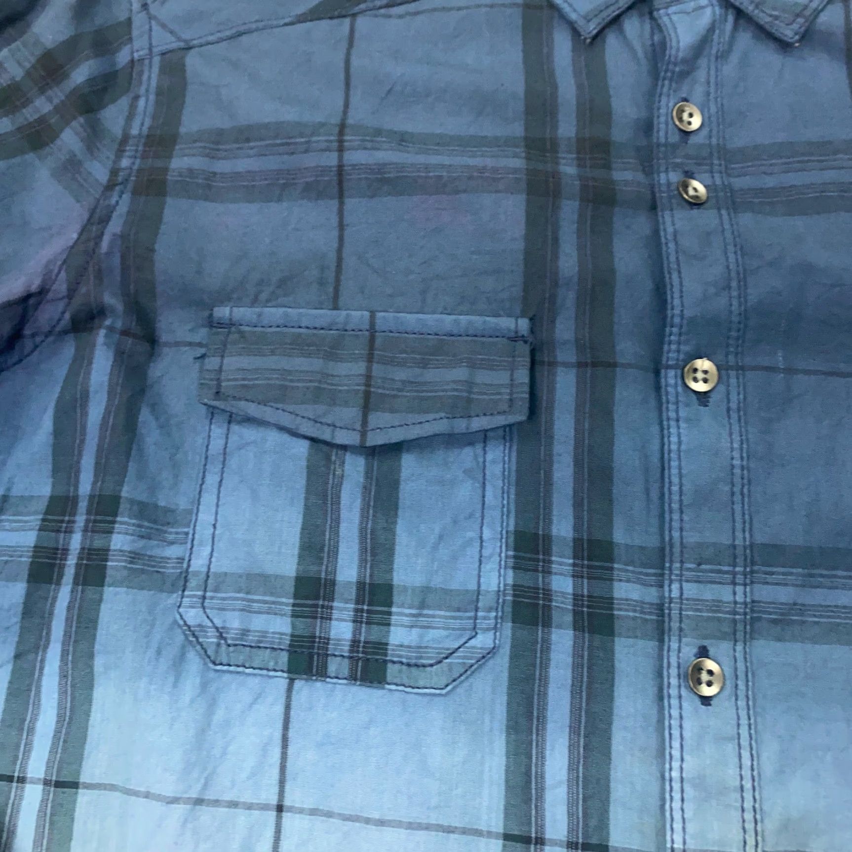 Vintage VINTAGE INC Flannel Shirt Blue Plaid Long Sleeve Mens Large Button-Up Casual Size US L / EU 52-54 / 3 - 3 Thumbnail