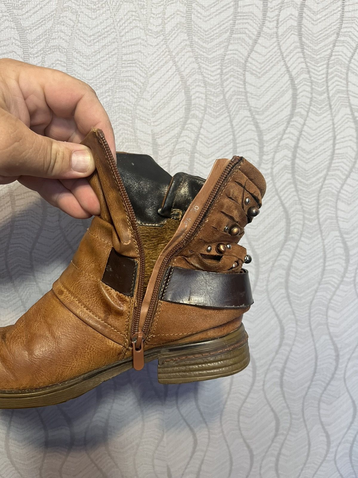 Diesel × Vintage Vintage Diesel Avant Garde Brown Ankle Boho Boots Size US 7 / IT 37 - 10 Thumbnail