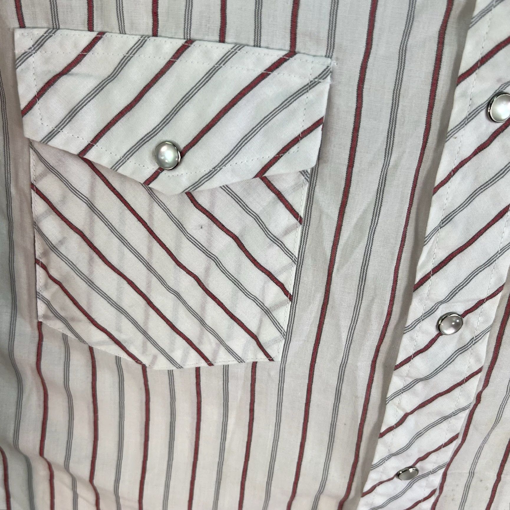 Wrangler VINTAGE Wrangler Western Pearlsnap Striped Shirt Mens L Long Sleeve Size US L / EU 52-54 / 3 - 4 Thumbnail