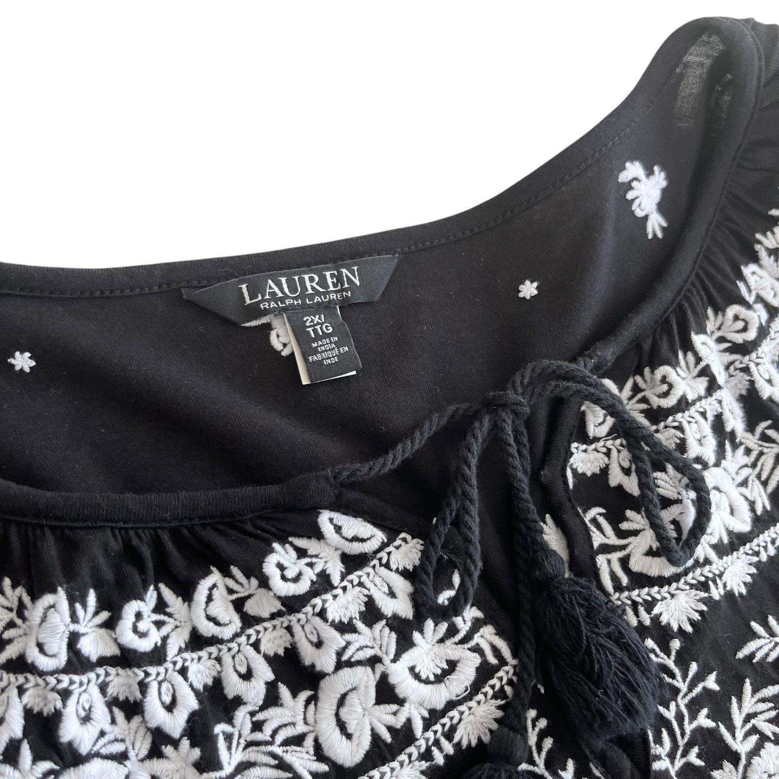 Lauren Ralph Lauren Lauren Ralph Lauren Floral Embroidered Smocked Peasant Top Size XXL / US 16-18 / IT 52-54 - 5 Thumbnail