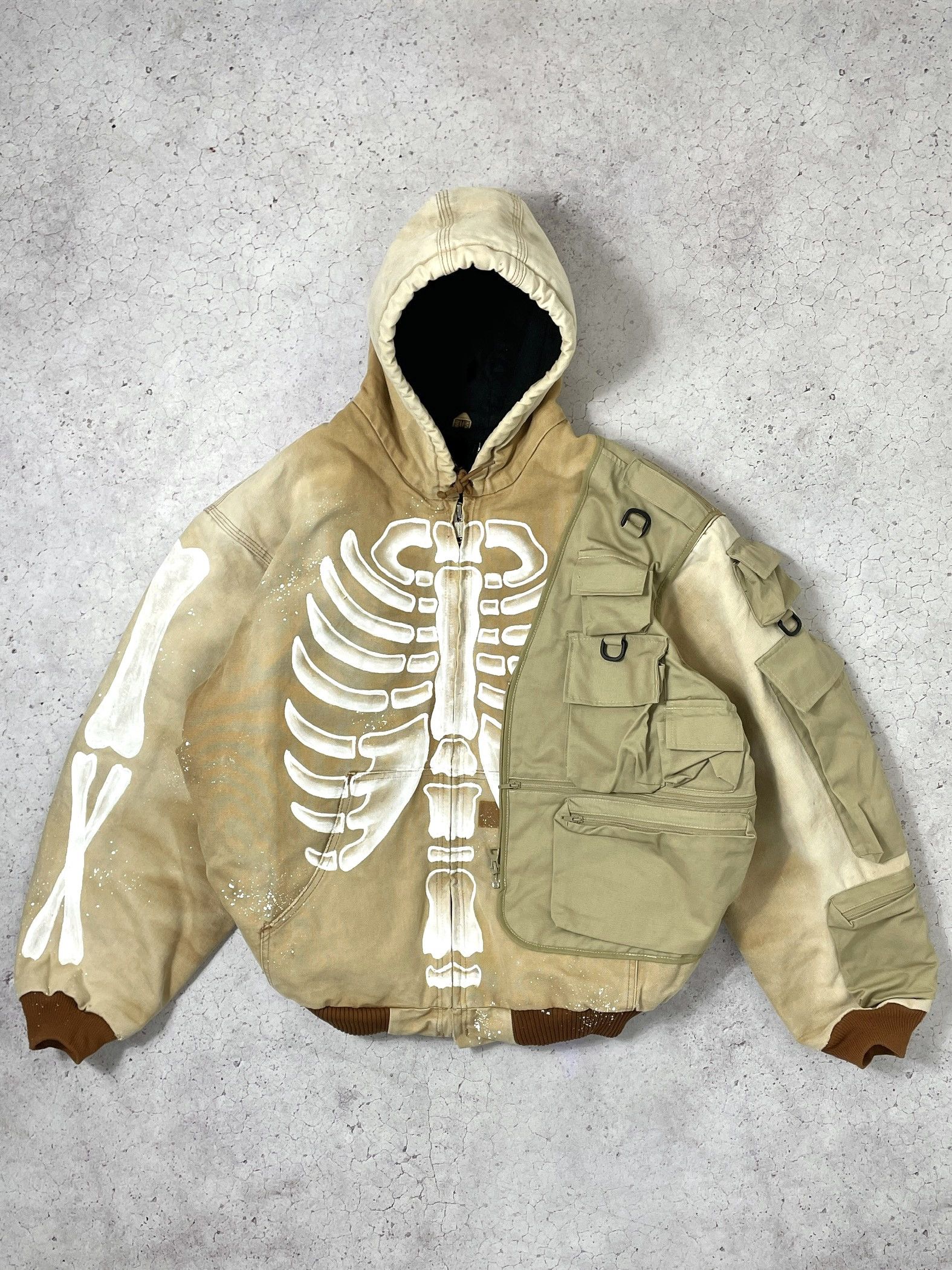 Carhartt SKELETON 1OF1 HEAVY HAND PAINTED Y2K ROCK PUNK GOTHIC Size US XL / EU 56 / 4 - 1 Thumbnail