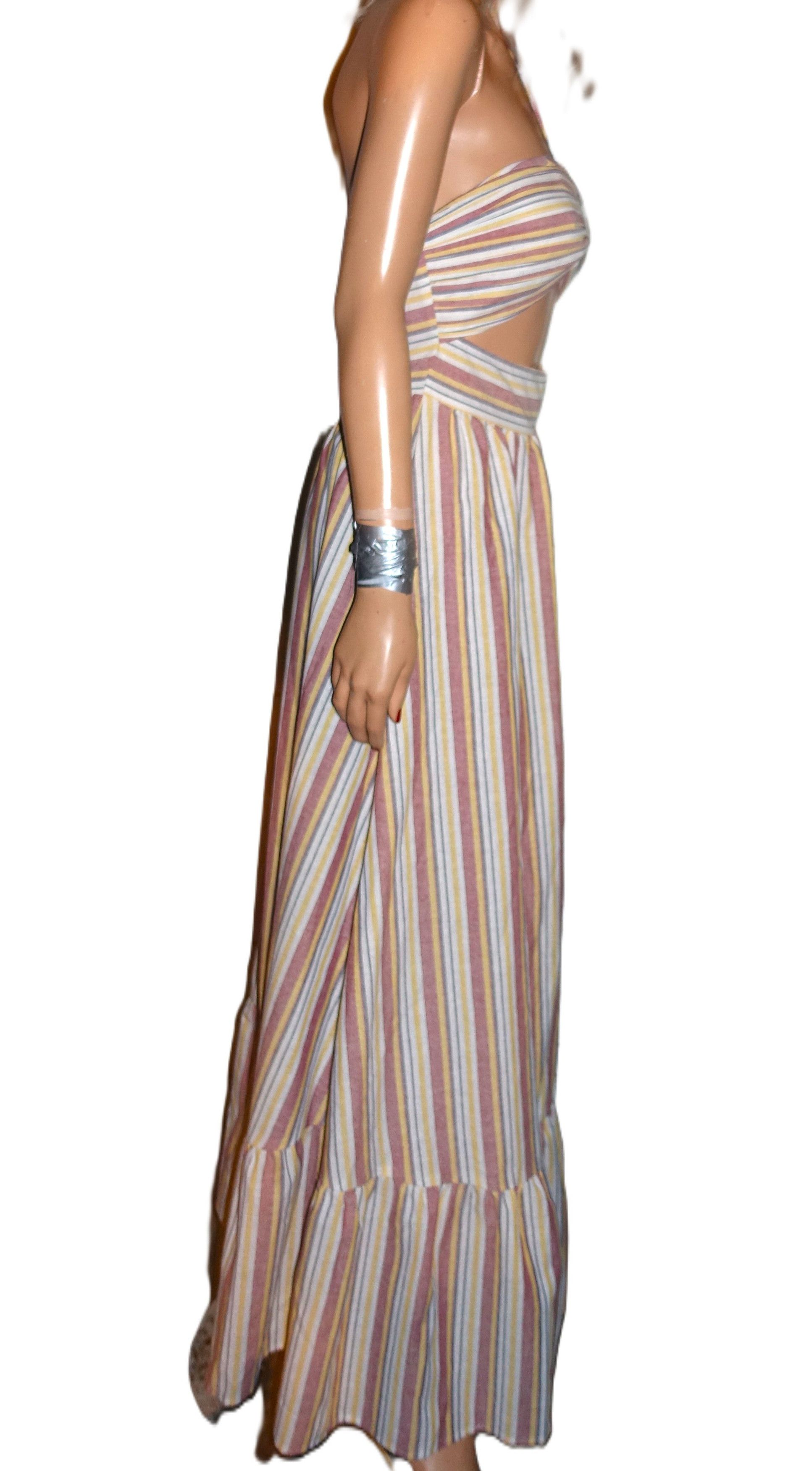 Shein Shein Multi Color Striped Halter Maxi Dress 4 | Grailed