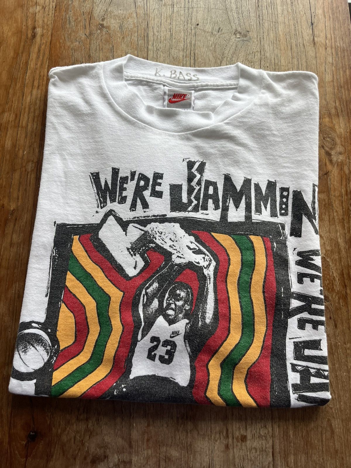 Nike × Vintage Vtg NIKE Michael Jordan Jammin’by Bob Marley 90’s tshirt Size US L / EU 52-54 / 3 - 1 Thumbnail