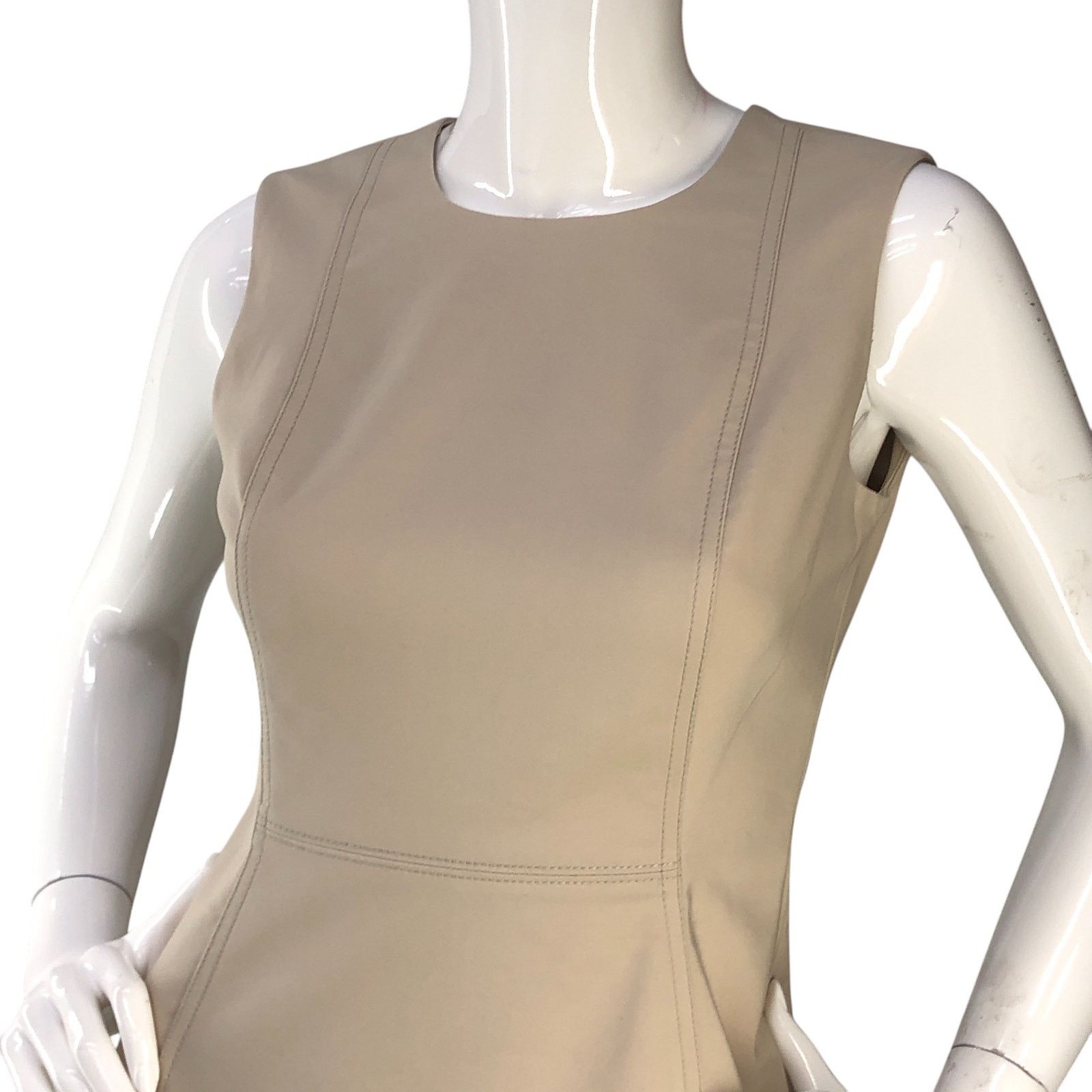 Calvin Klein Calvin Klein Size 4 Dress Sheath Sleeveless Stretch Khaki Size S / US 4 / IT 40 - 2 Thumbnail
