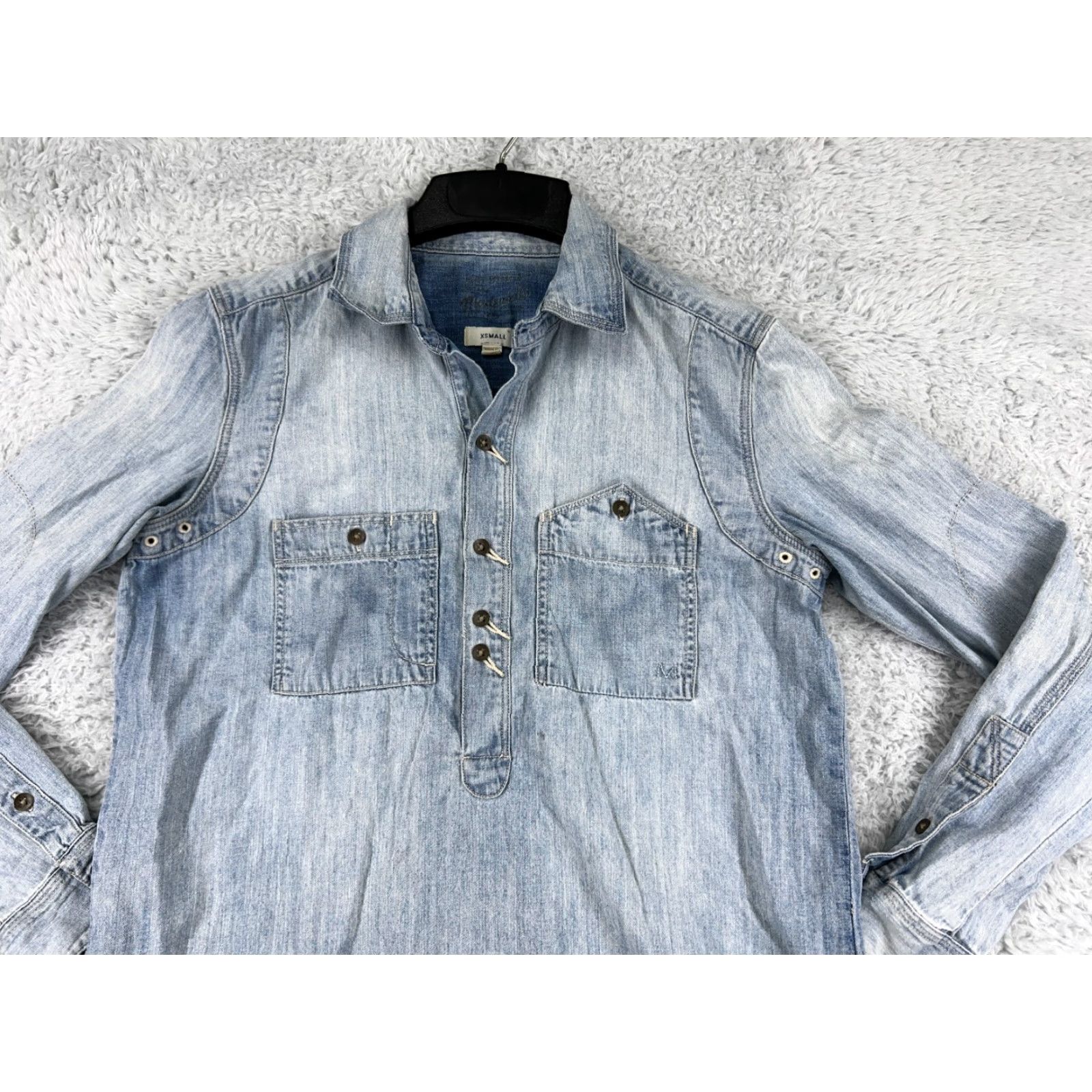 Madewell Madewell Women's Denim Shirt XS Blue Acid Wash Long Sleeve Casual Classic 100% Cotton Size XS / US 0-2 / IT 36-38 - 4 Thumbnail