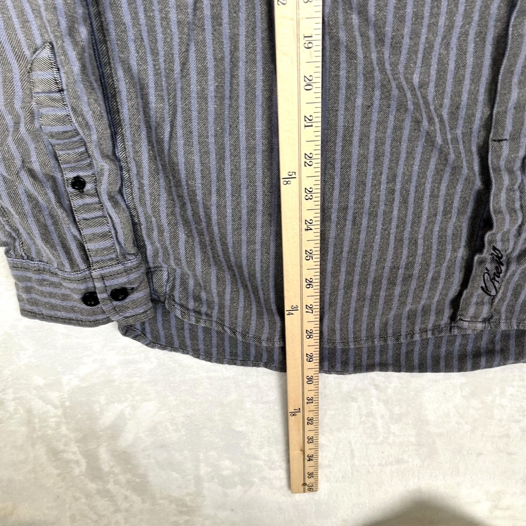 O'Neill O'Neill Shirt Mens XL Gray Striped Twill Long Sleeve Button Front Casual Size US XL / EU 56 / 4 - 5 Thumbnail