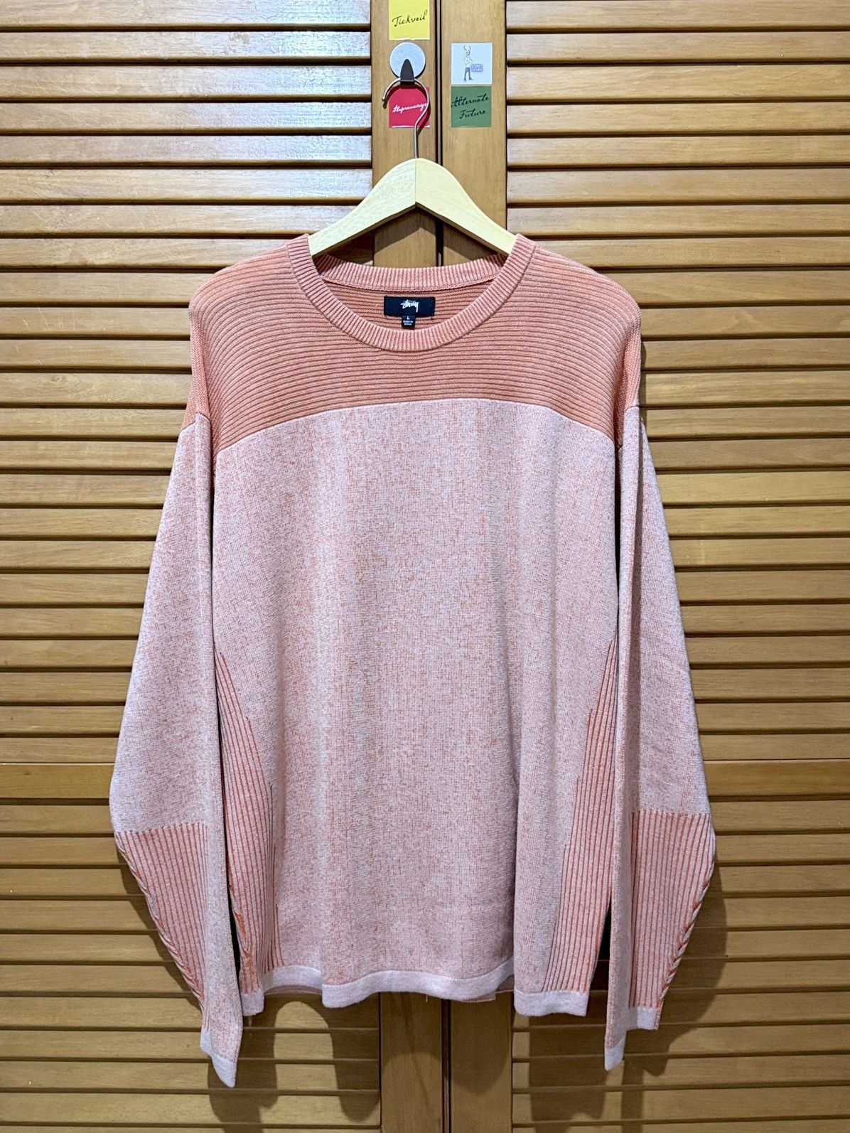 Stussy Stussy Engineered Panel Sweater Orange Size US L / EU 52-54 / 3 - 3 Thumbnail