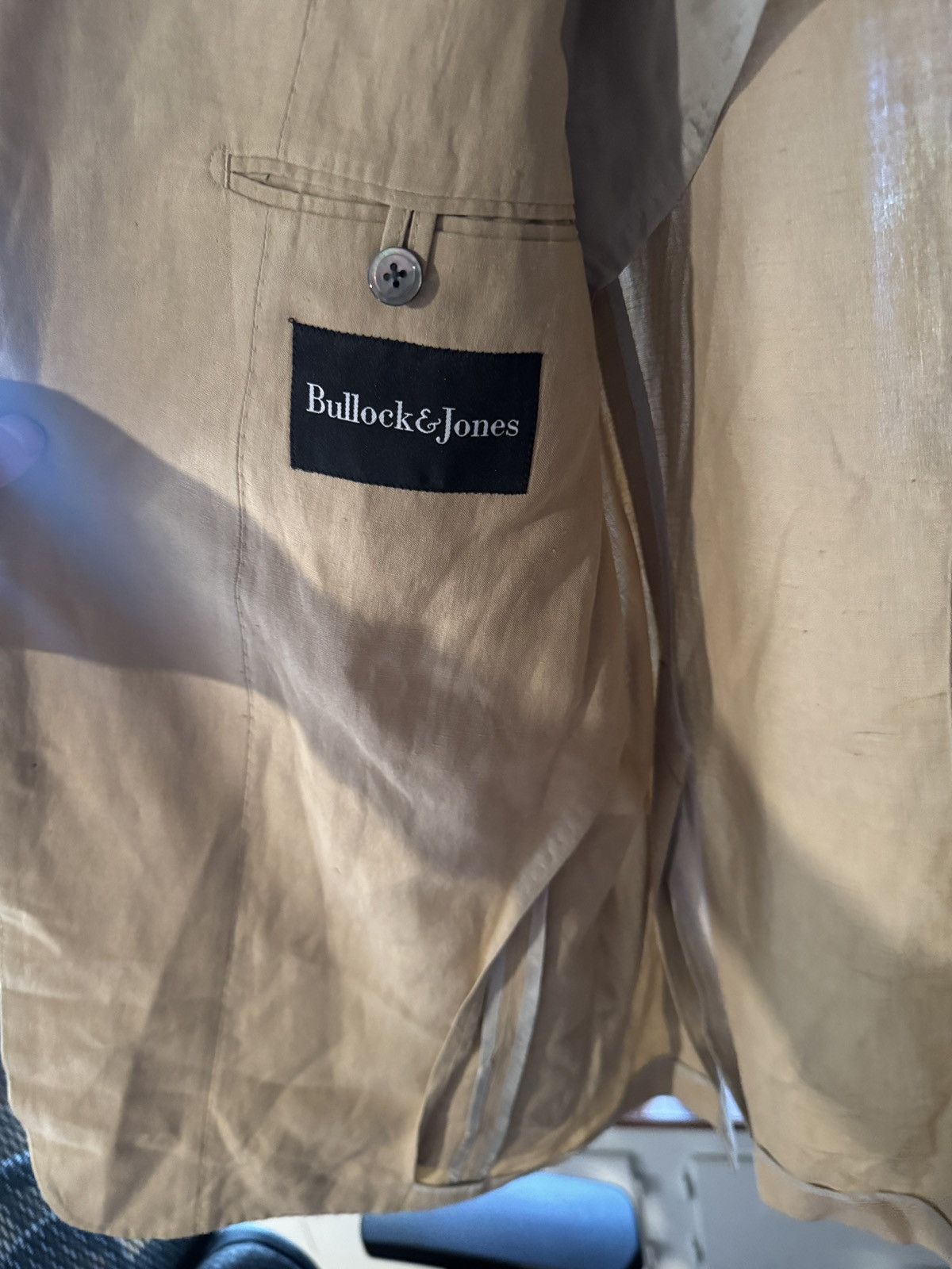 Bullock & Jones Bullock & Jones Silk–Linen Sport Coat / Blazer – Tan – 42R Size 42R - 8 Thumbnail