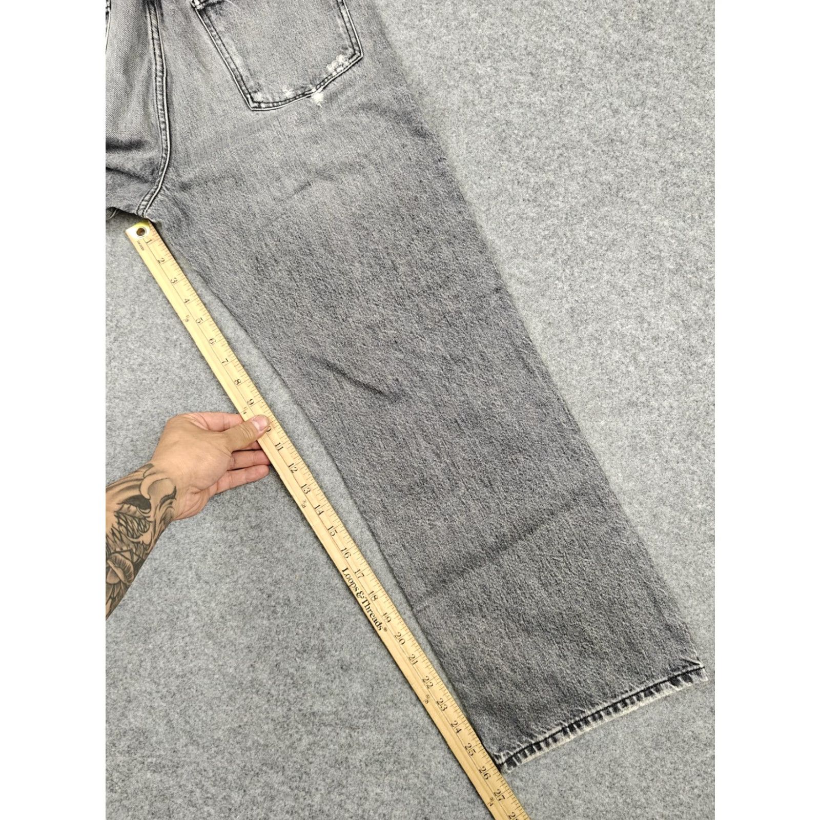 Frame VINTAGE Frame Le Jane Crop Jeans Womens 28 Gray High Rise Straight Distressed Denim Size 28" / US 6 / IT 42 - 7 Thumbnail