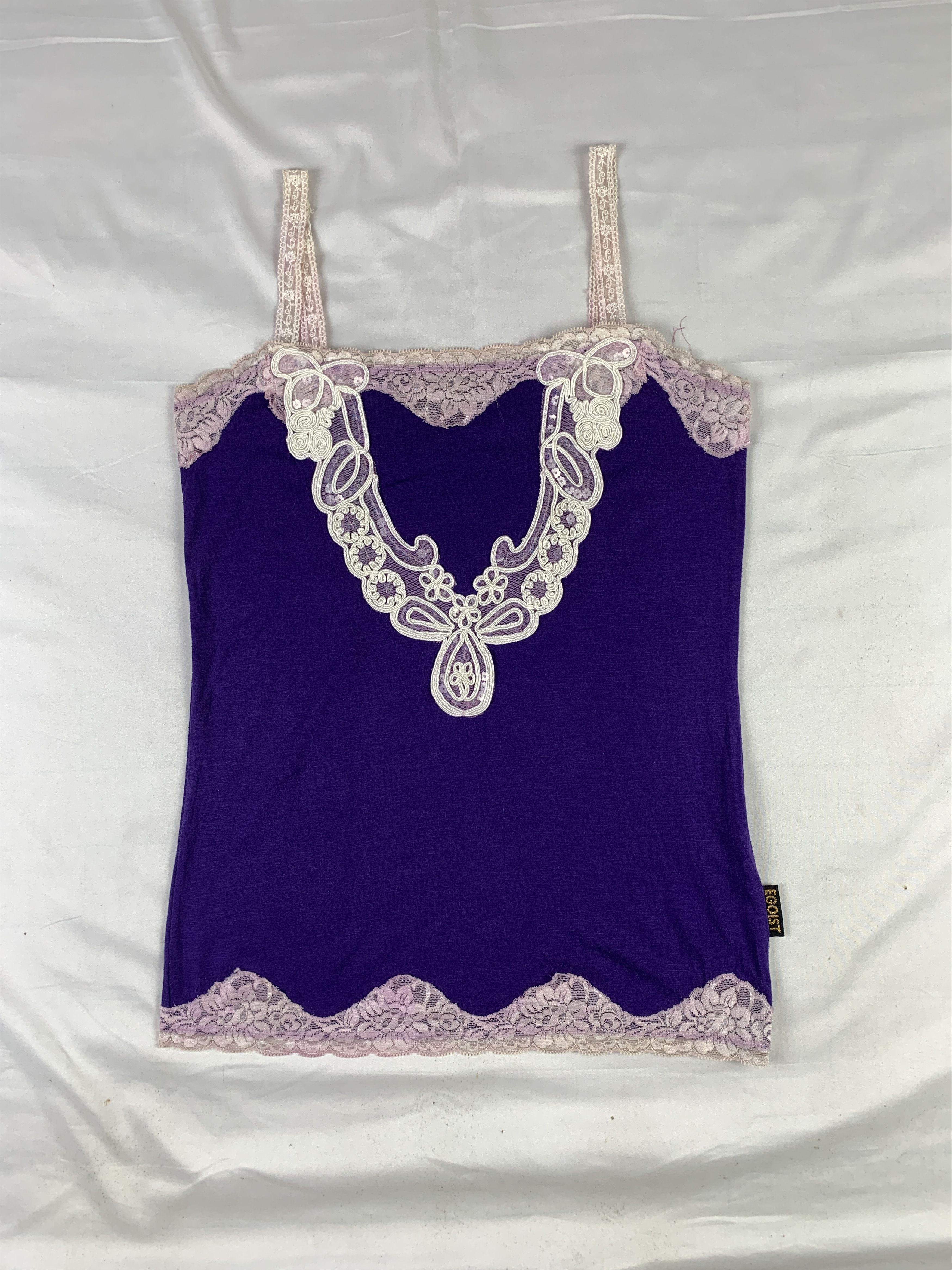 Japanese Brand Egoist Purple Trim Tank Top (S) Size S / US 4 / IT 40 - 1 Thumbnail