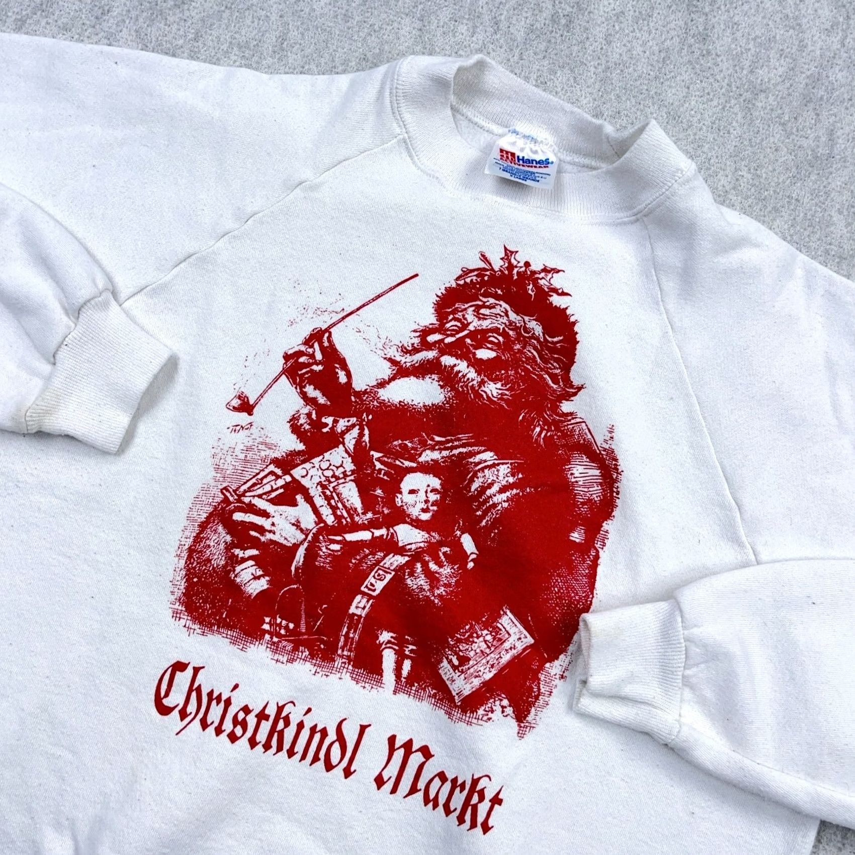 Hanes Vintage Hanes Sweatshirt Men XL White Crewneck Santa Claus Graphic Print 90s Christmas Spooky Classic Hipster 80s Retro Dogs Cats Size US XL / EU 56 / 4 - 4 Thumbnail