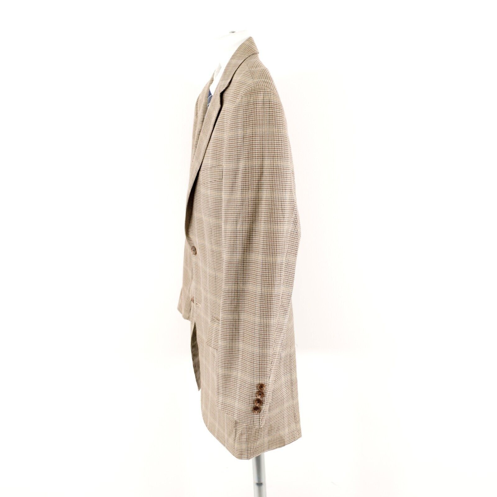 Joseph Abboud Joseph Abboud Classic Wool Silk Green Beige Blue Houndstooth Size 42R - 8 Thumbnail