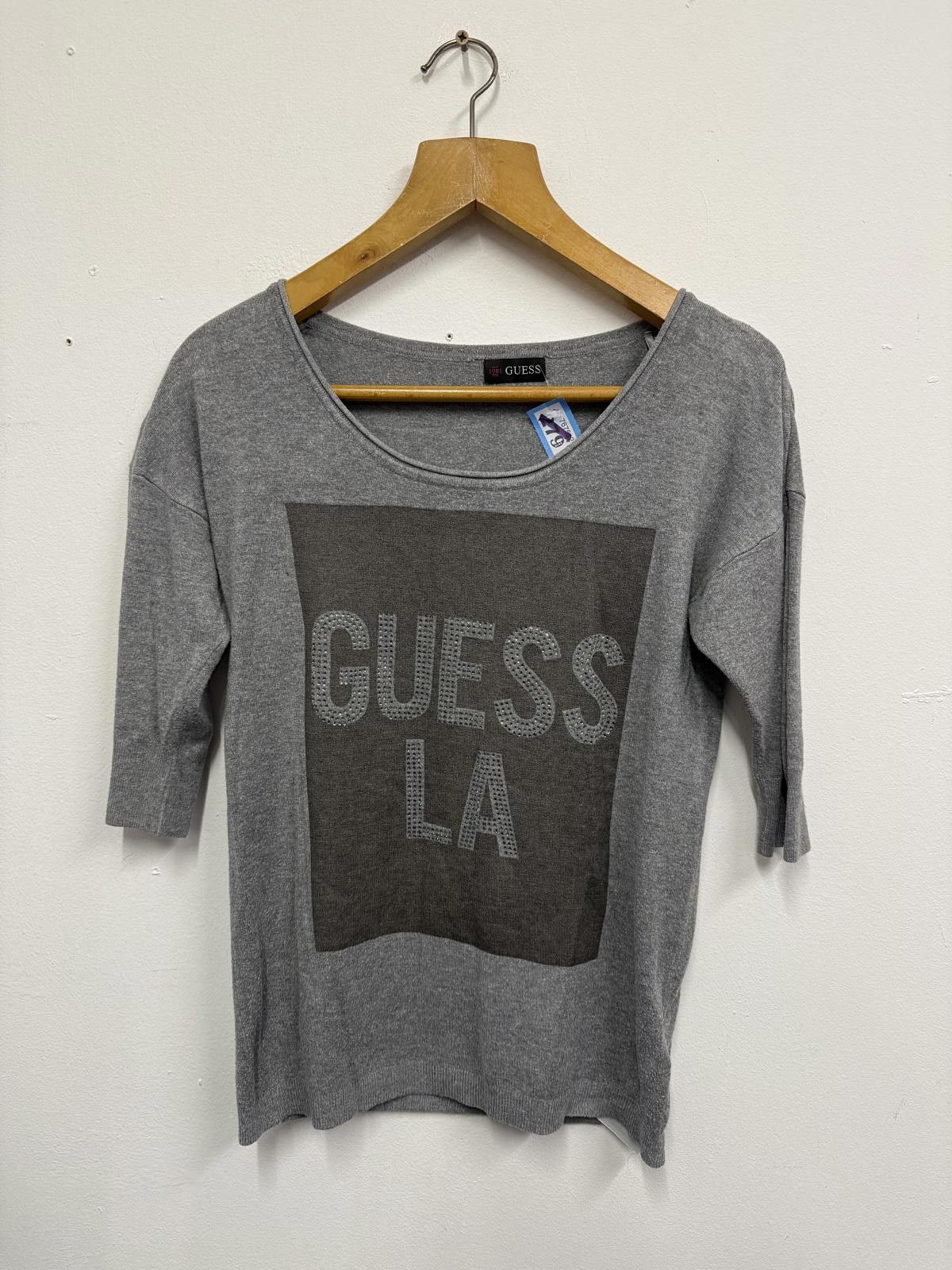 Guess Guess LA Grey Knit Top with Studded Logo Size XS / US 0-2 / IT 36-38 - 1 Thumbnail