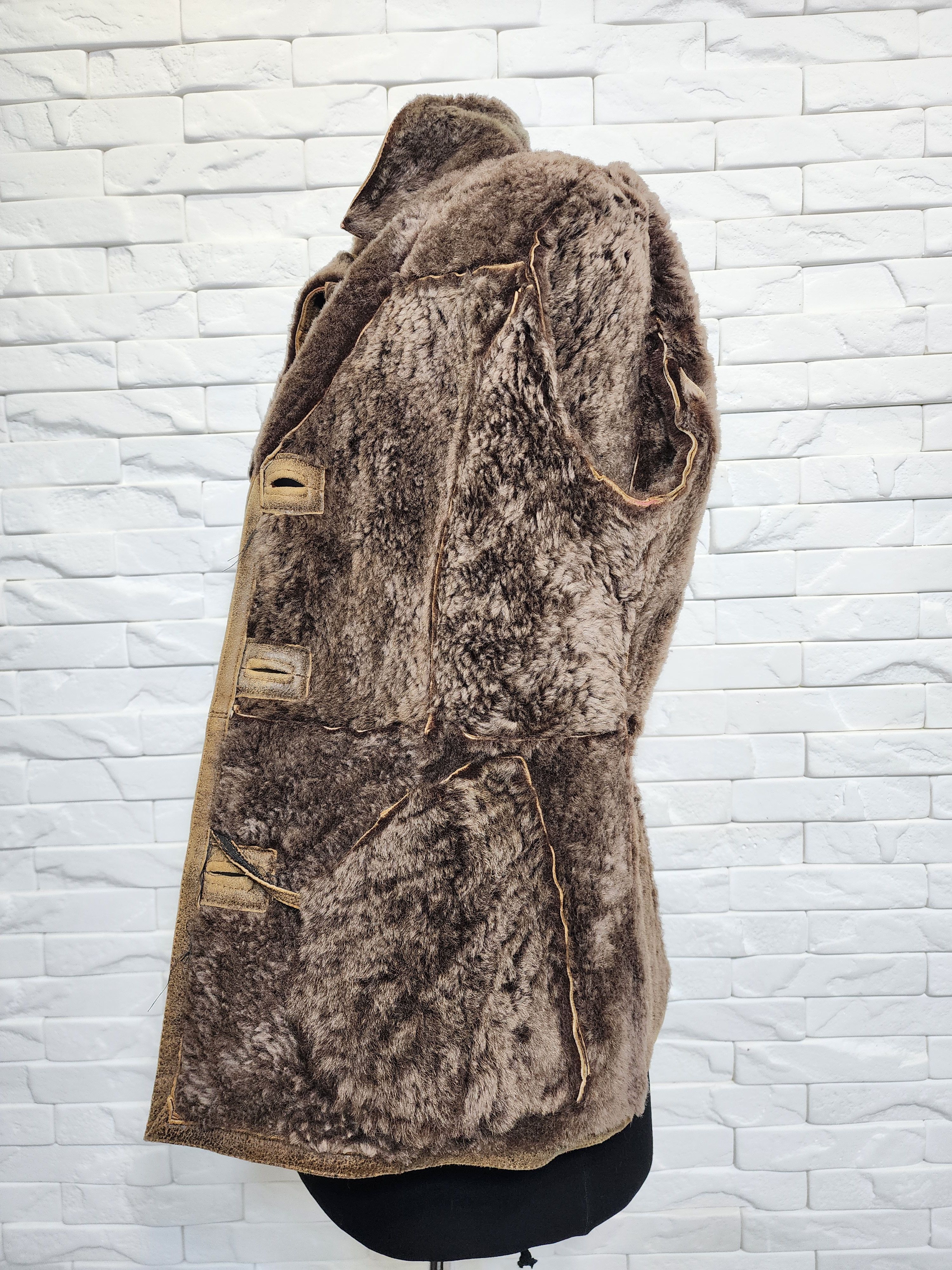 Genuine Leather Brown Sheepskin Coat: Women's Warm Genuine Fur Winter Coat Size M / US 6-8 / IT 42-44 - 10 Thumbnail