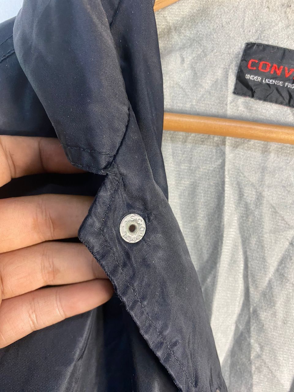 Converse × Vintage Vintage converse nylon snap button jacket Size US L / EU 52-54 / 3 - 6 Thumbnail