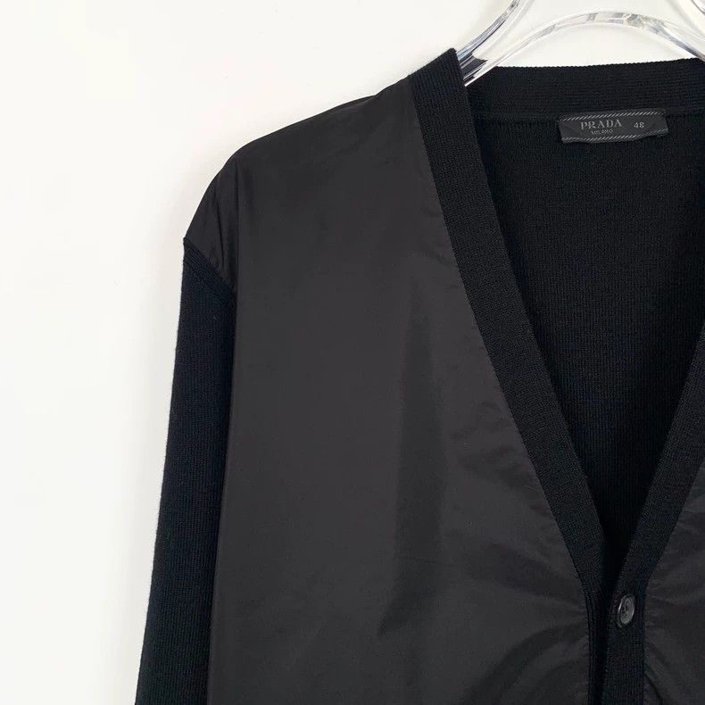 Prada PradaBlack stitching wool V-neck long-sleeved cardigan jack Size US M / EU 48-50 / 2 - 3 Thumbnail